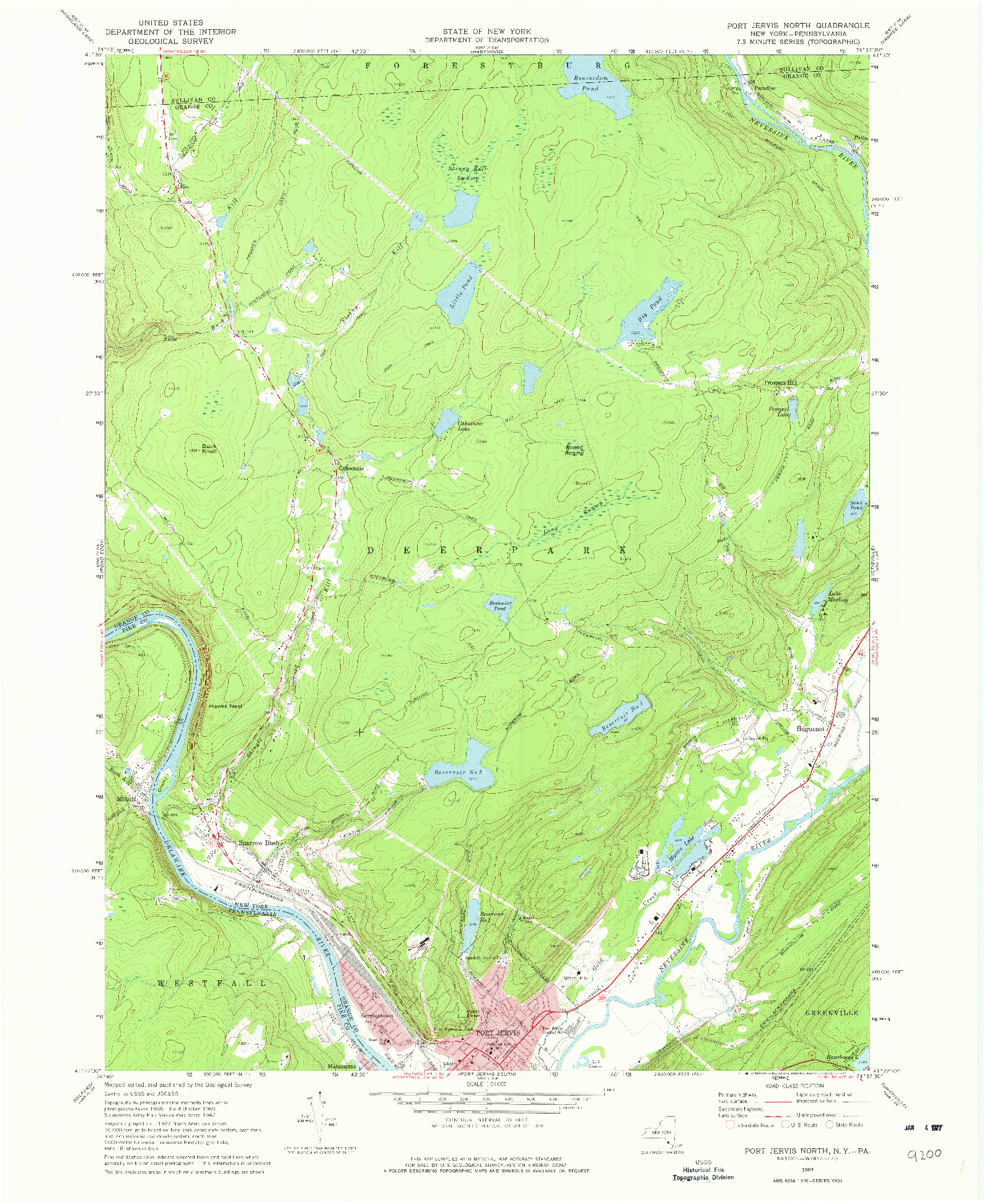 USGS 1:24000-SCALE QUADRANGLE FOR PORT JERVIS NORTH, NY 1969