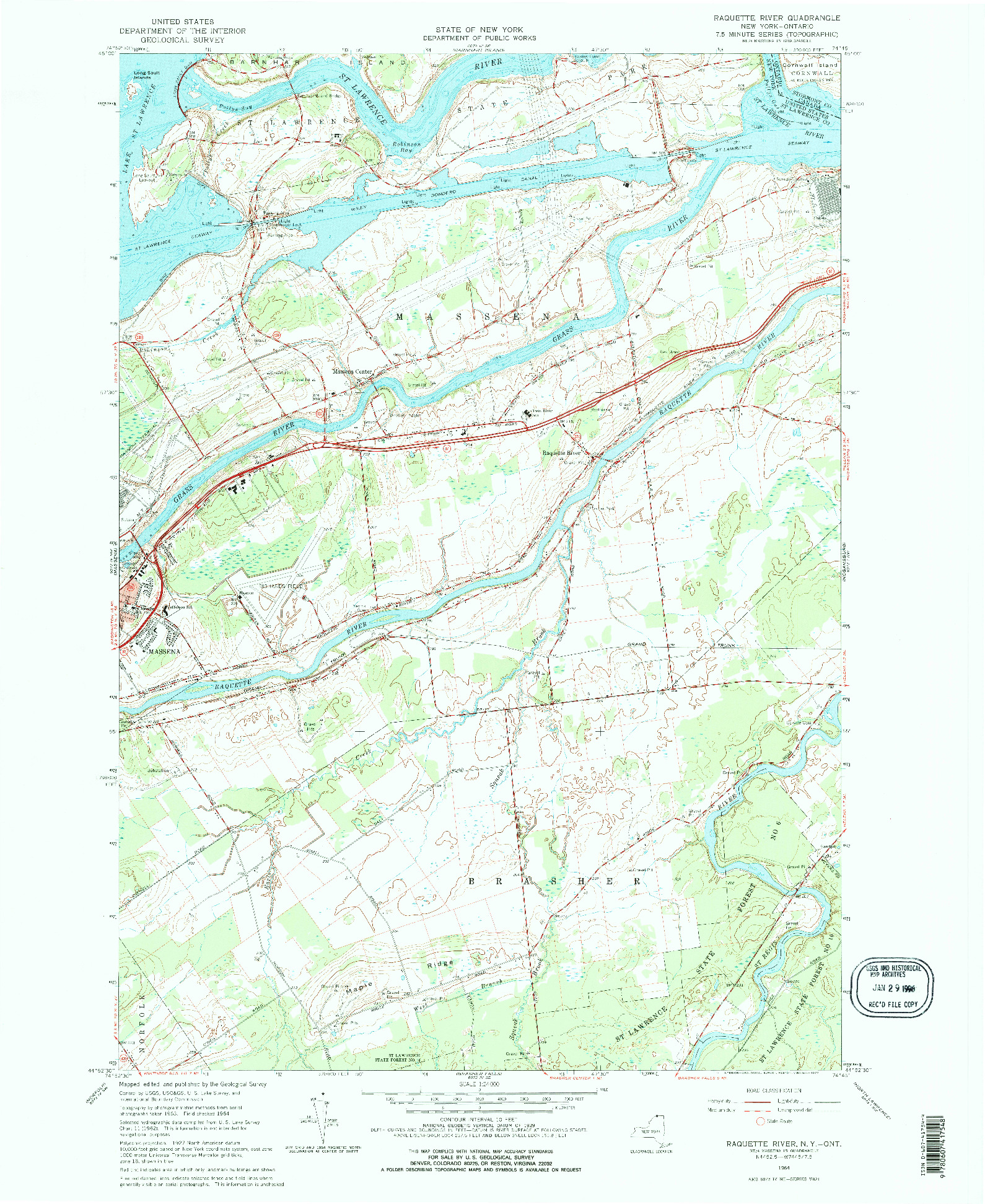 USGS 1:24000-SCALE QUADRANGLE FOR RAQUETTE RIVER, NY 1964