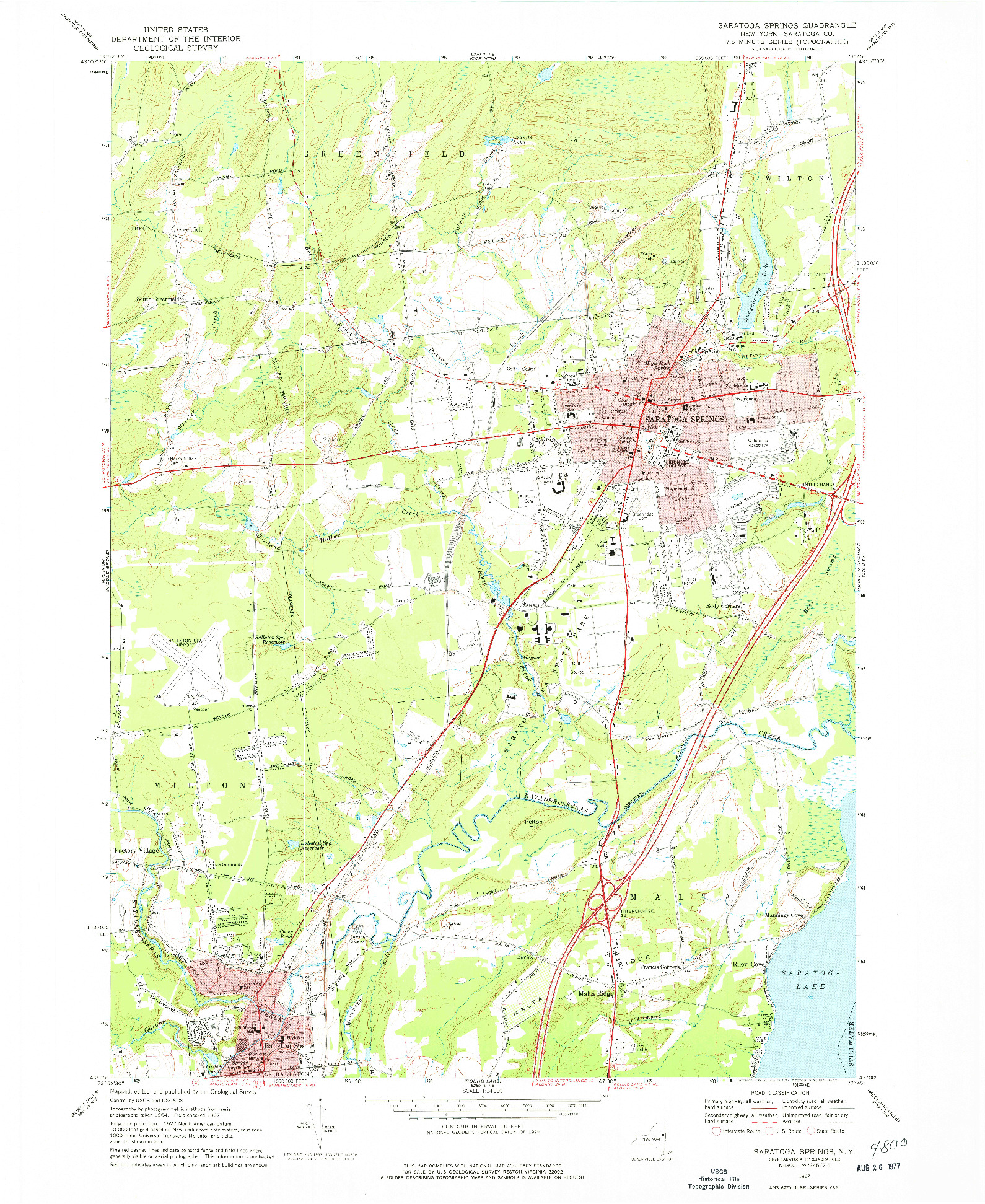 USGS 1:24000-SCALE QUADRANGLE FOR SARATOGA SPRINGS, NY 1967