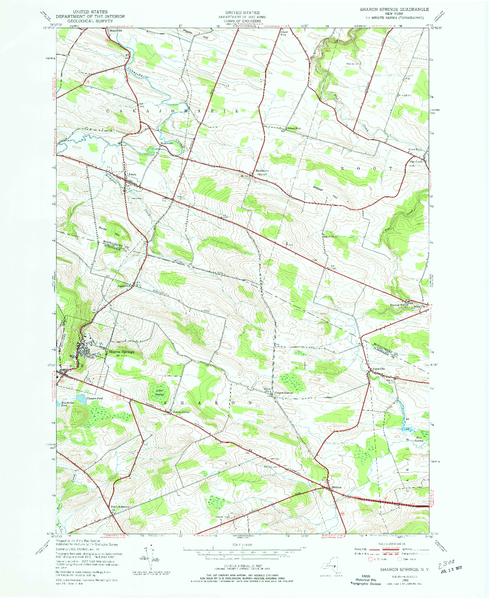 USGS 1:24000-SCALE QUADRANGLE FOR SHARON SPRINGS, NY 1943