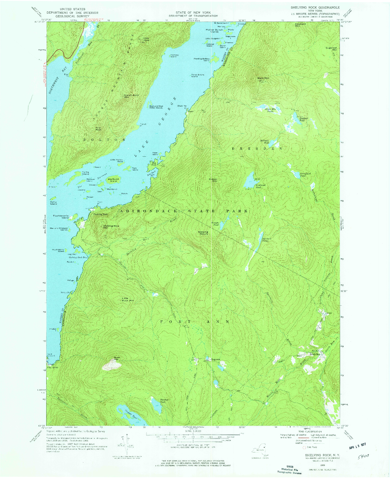 USGS 1:24000-SCALE QUADRANGLE FOR SHELVING ROCK, NY 1966