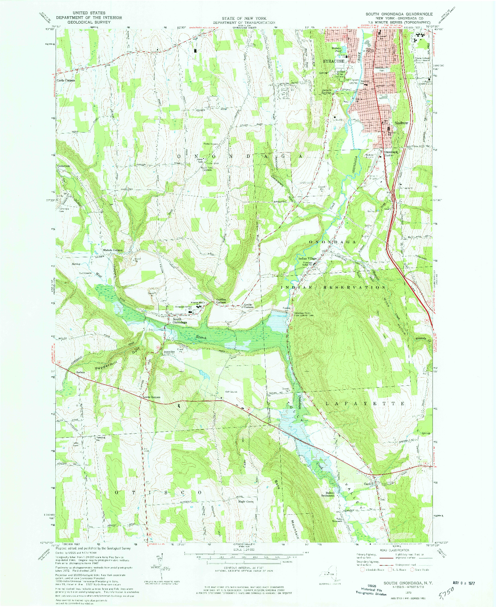 USGS 1:24000-SCALE QUADRANGLE FOR SOUTH ONONDAGA, NY 1973