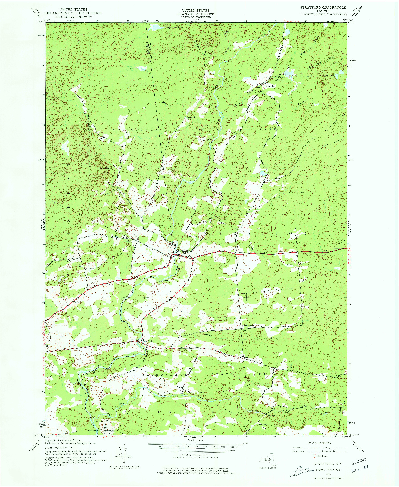 USGS 1:24000-SCALE QUADRANGLE FOR STRATFORD, NY 1945