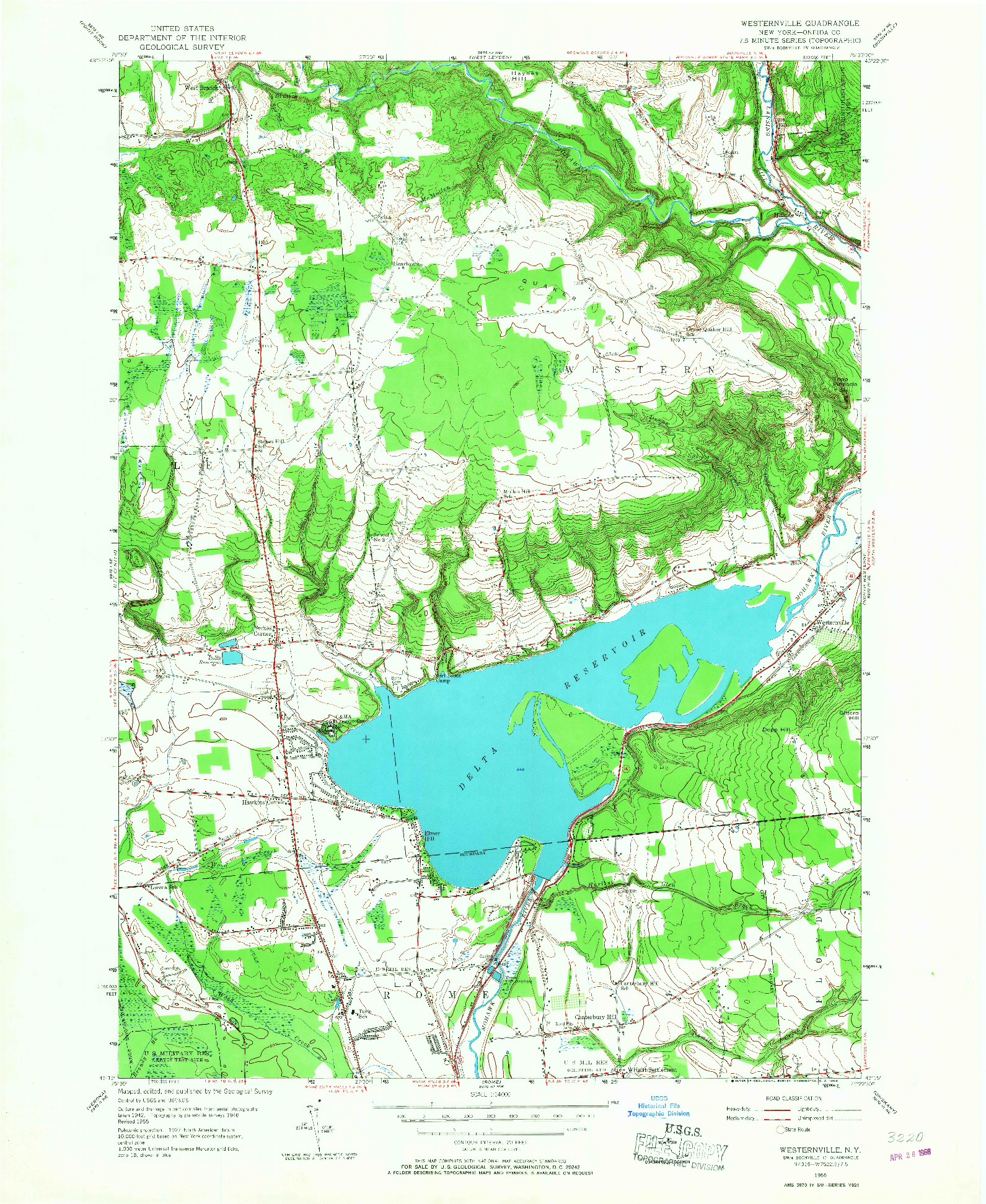 USGS 1:24000-SCALE QUADRANGLE FOR WESTERNVILLE, NY 1955