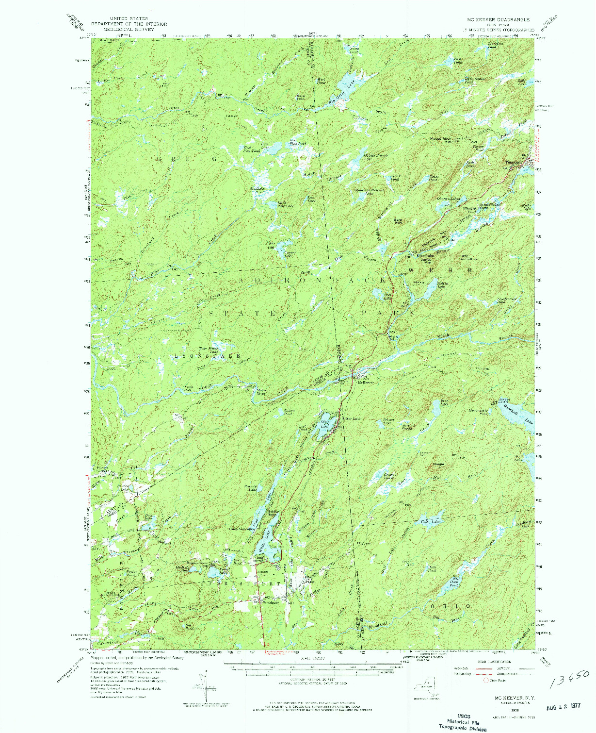 USGS 1:62500-SCALE QUADRANGLE FOR MC KEEVER, NY 1958