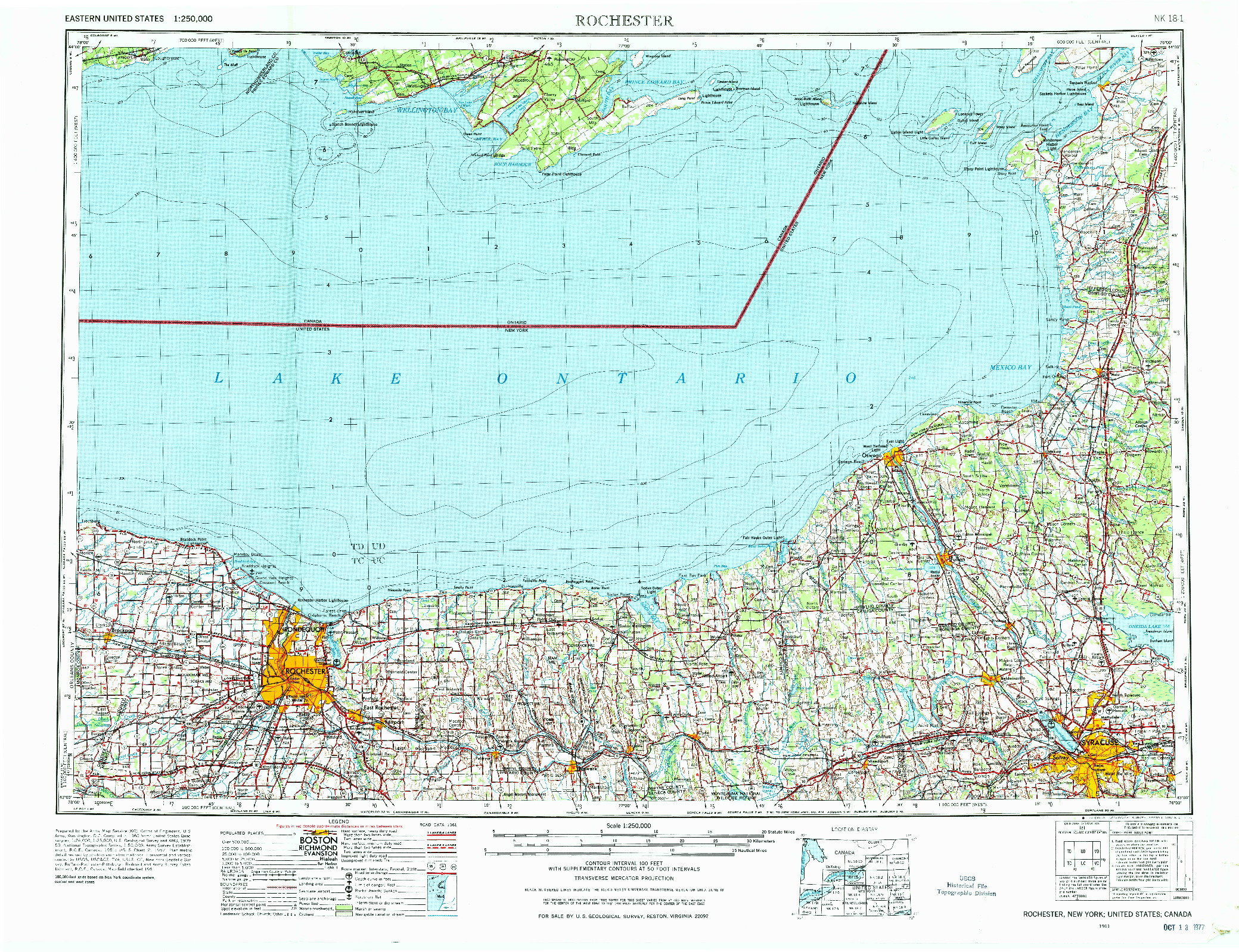 USGS 1:250000-SCALE QUADRANGLE FOR ROCHESTER, NY 1961