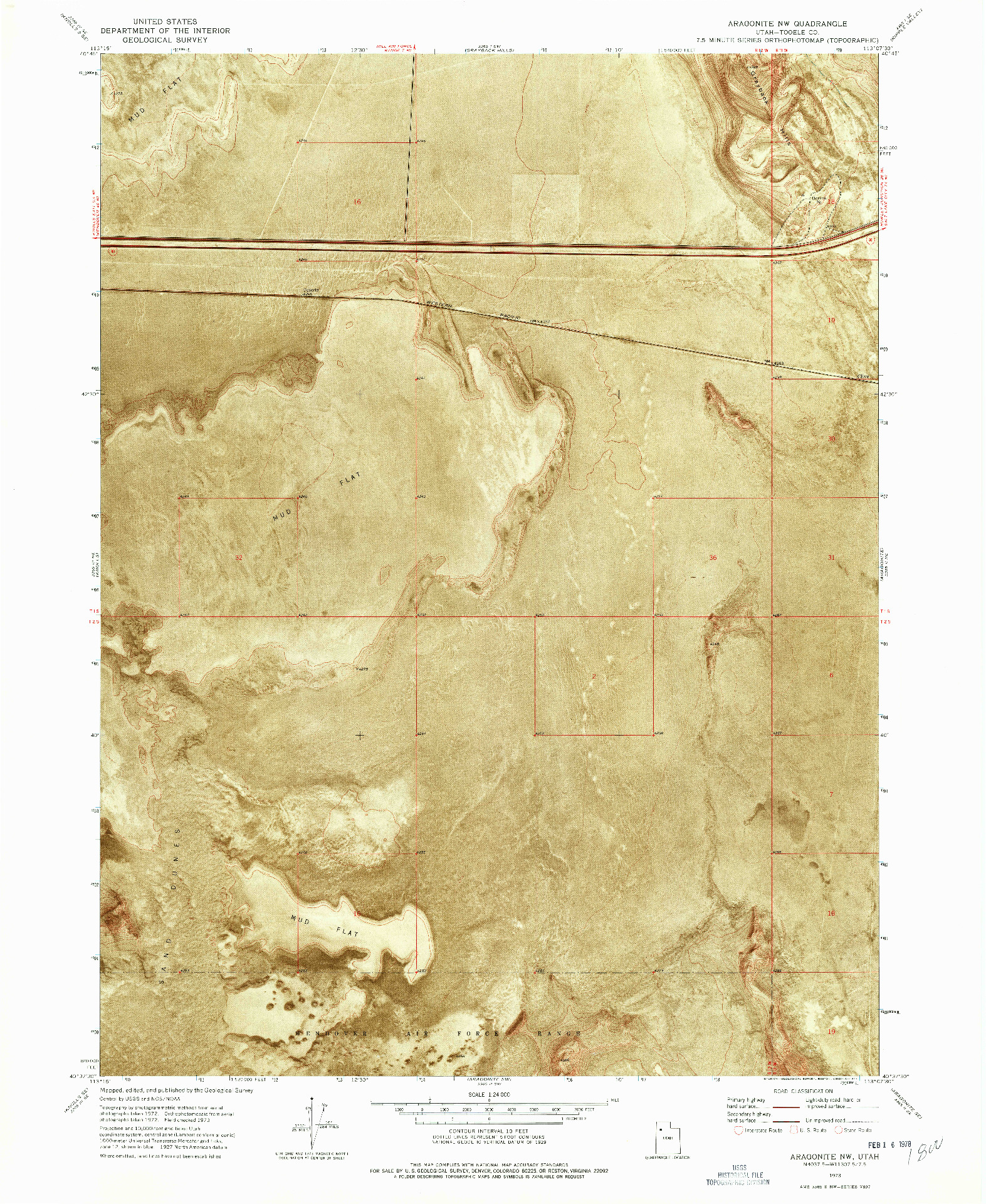 USGS 1:24000-SCALE QUADRANGLE FOR ARAGONITE NW, UT 1973