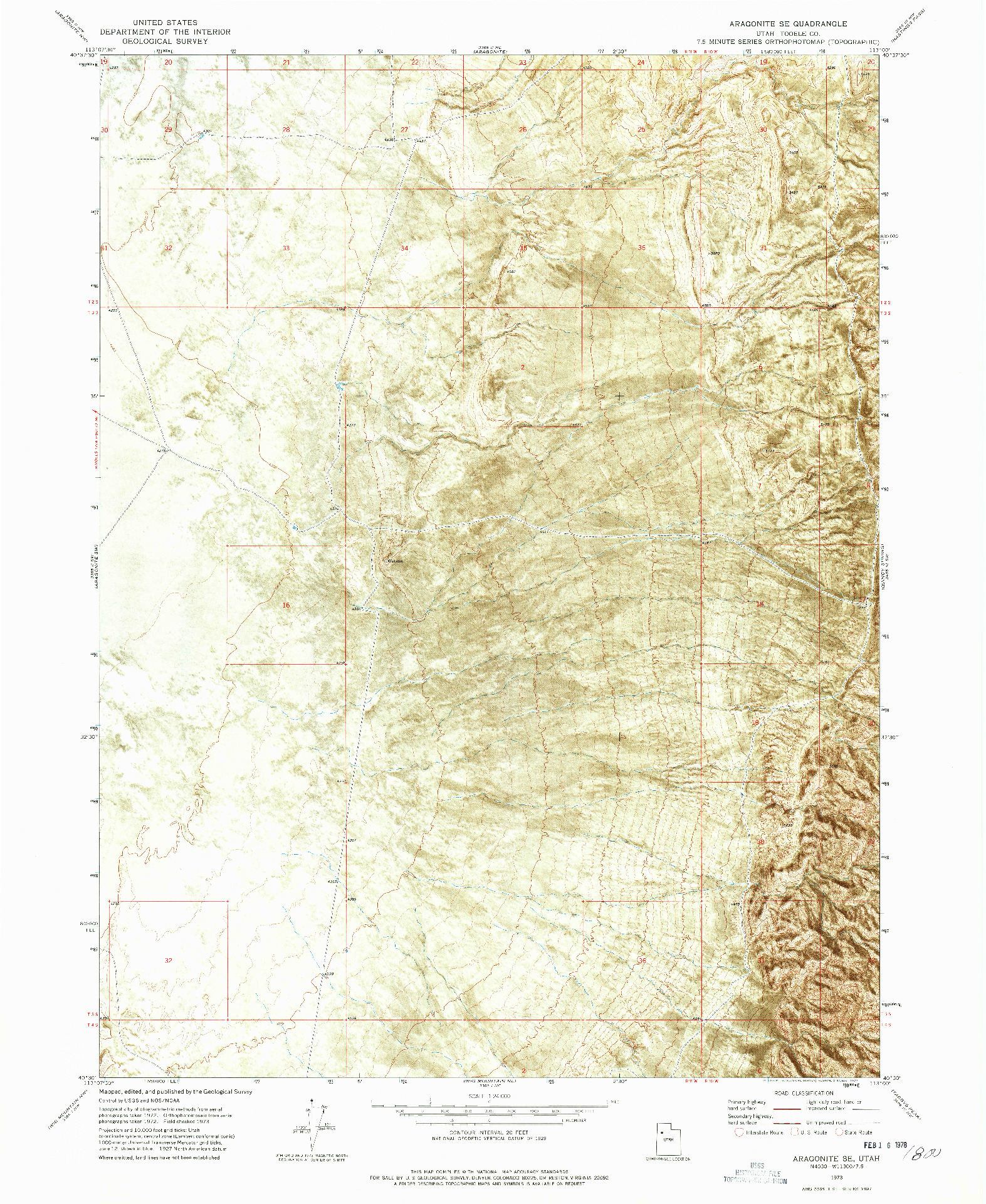 USGS 1:24000-SCALE QUADRANGLE FOR ARAGONITE SE, UT 1973