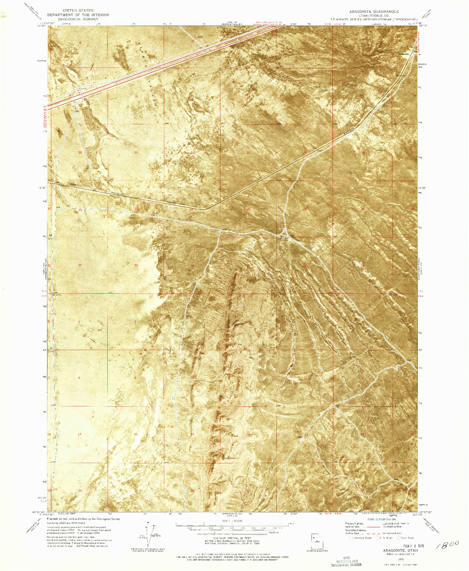 USGS 1:24000-SCALE QUADRANGLE FOR ARAGONITE, UT 1973