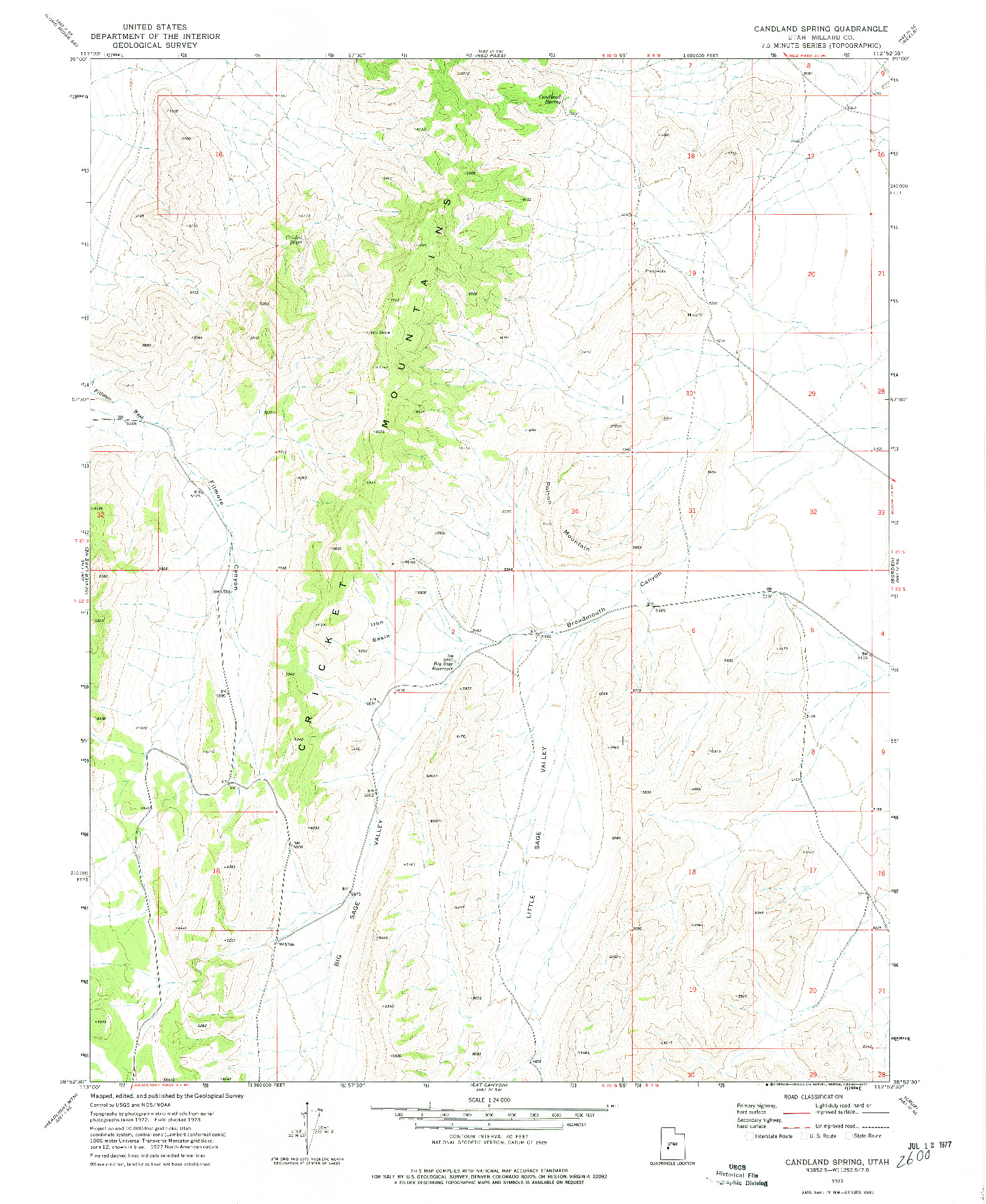 USGS 1:24000-SCALE QUADRANGLE FOR CANDLAND SPRING, UT 1973