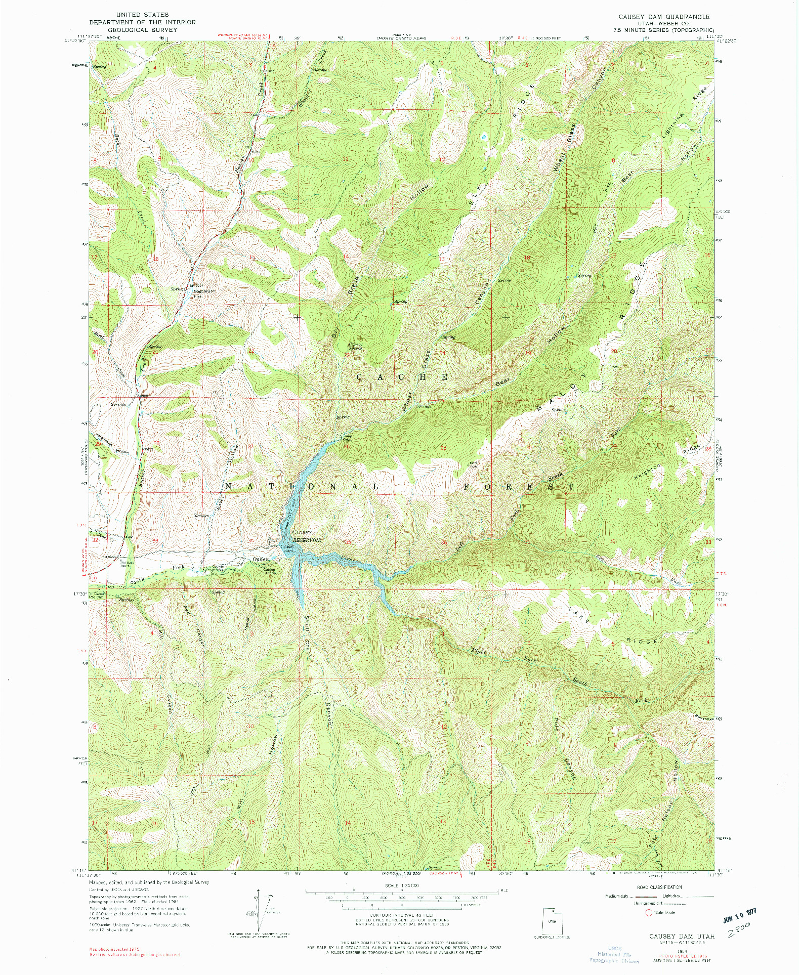 USGS 1:24000-SCALE QUADRANGLE FOR CAUSEY DAM, UT 1964