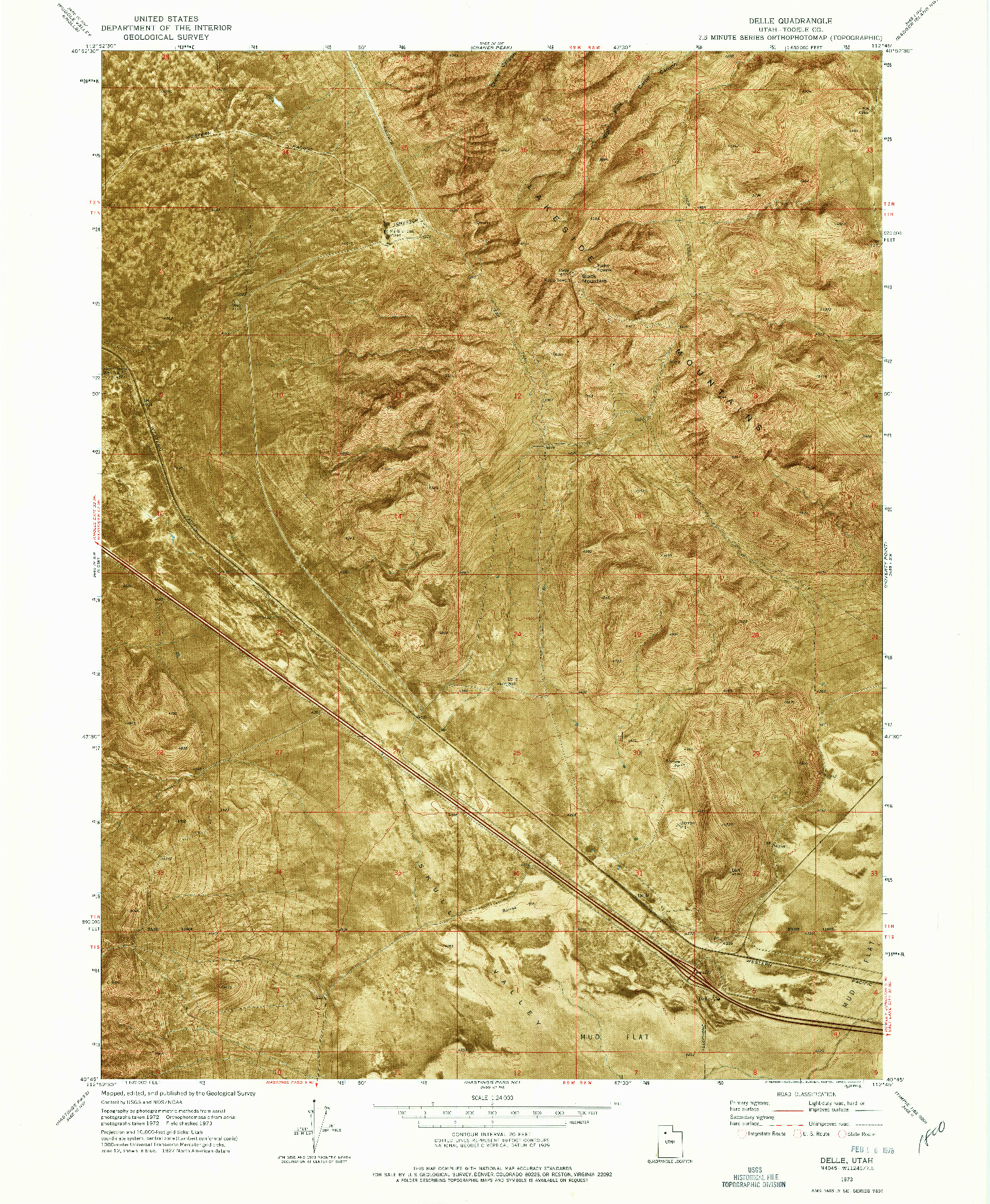 USGS 1:24000-SCALE QUADRANGLE FOR DELLE, UT 1973