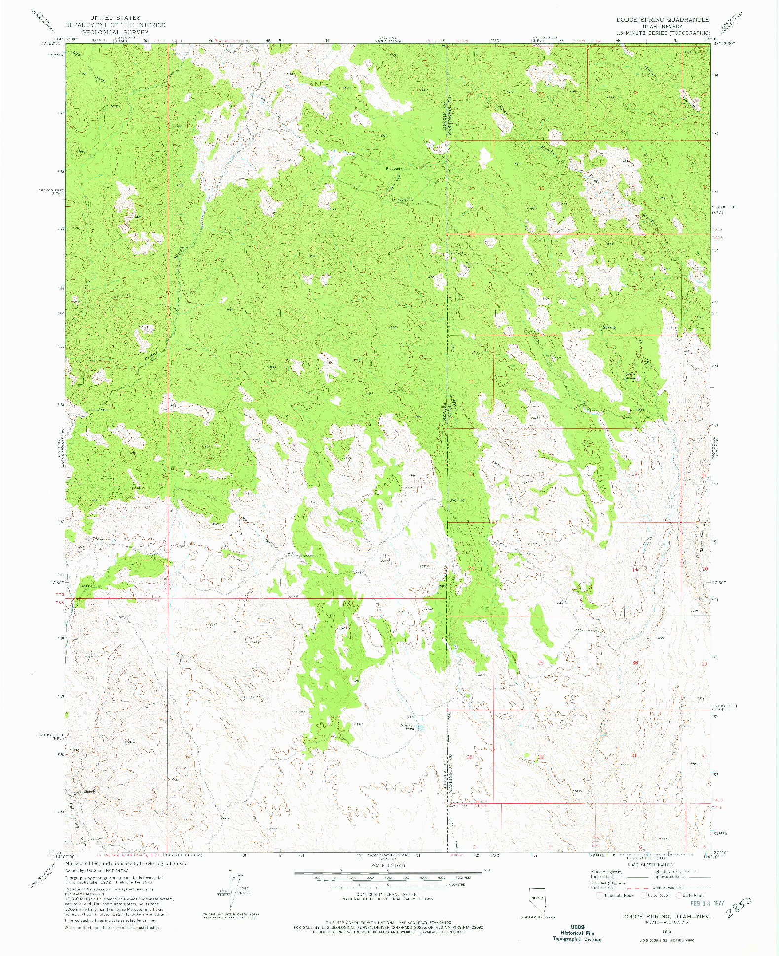 USGS 1:24000-SCALE QUADRANGLE FOR DODGE SPRING, UT 1973