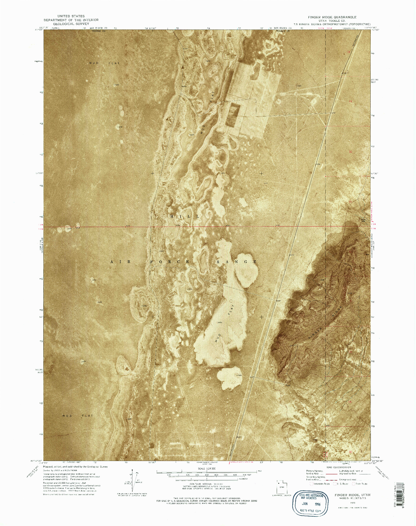 USGS 1:24000-SCALE QUADRANGLE FOR FINGER RIDGE, UT 1973