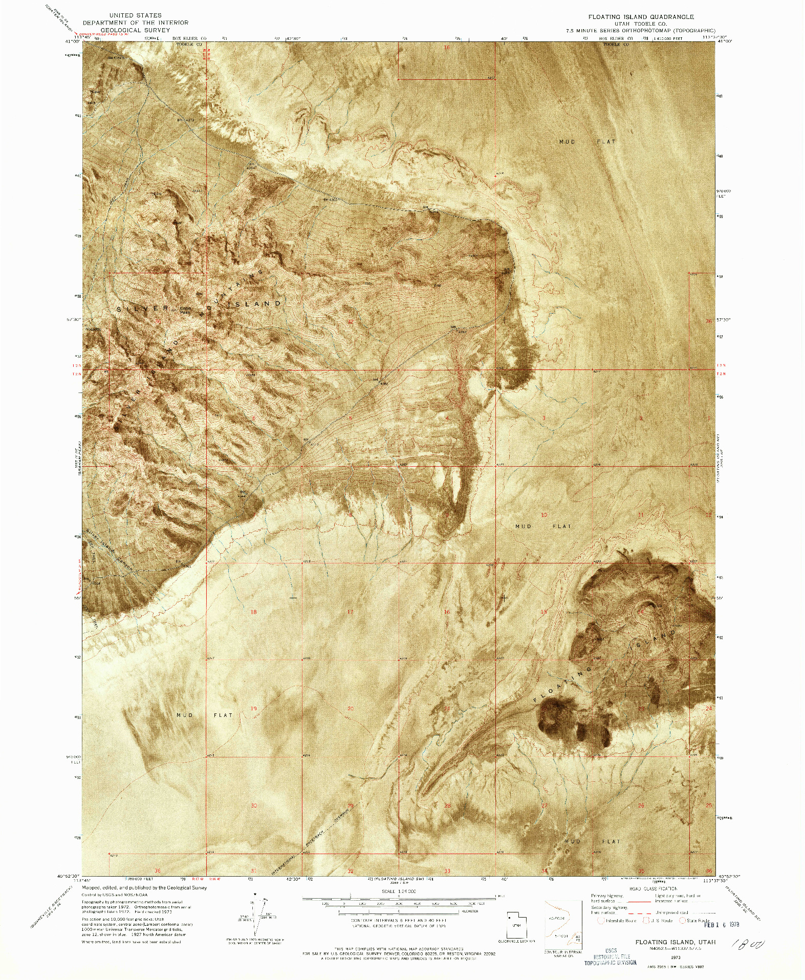 USGS 1:24000-SCALE QUADRANGLE FOR FLOATING ISLAND, UT 1973