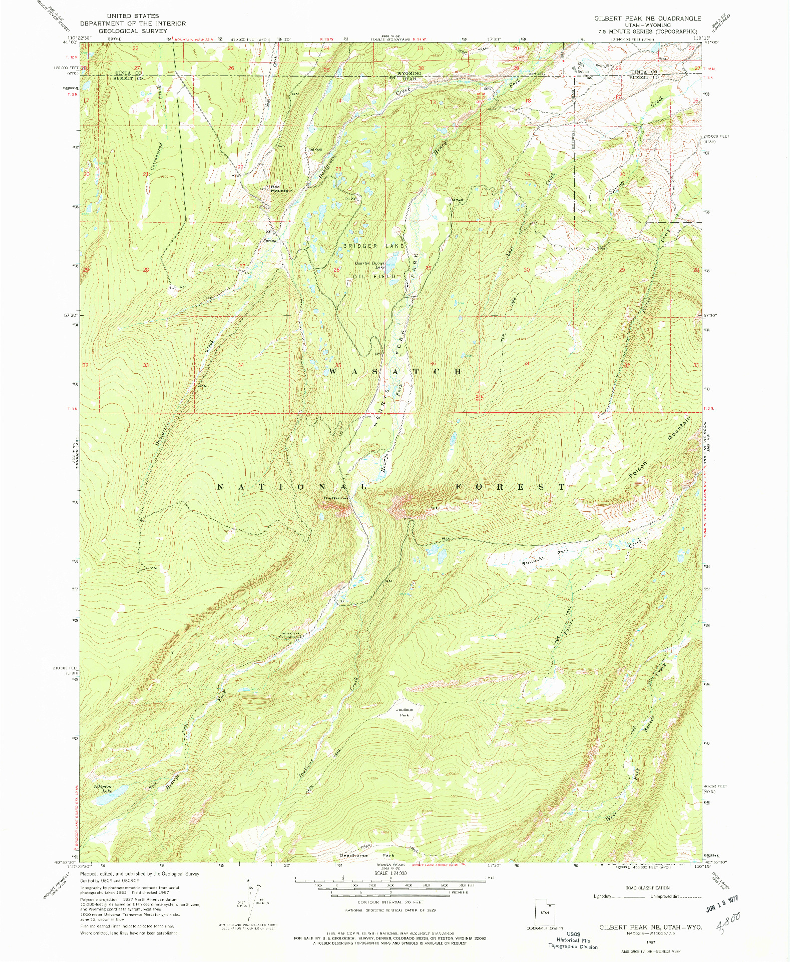 USGS 1:24000-SCALE QUADRANGLE FOR GILBERT PEAK NE, UT 1967