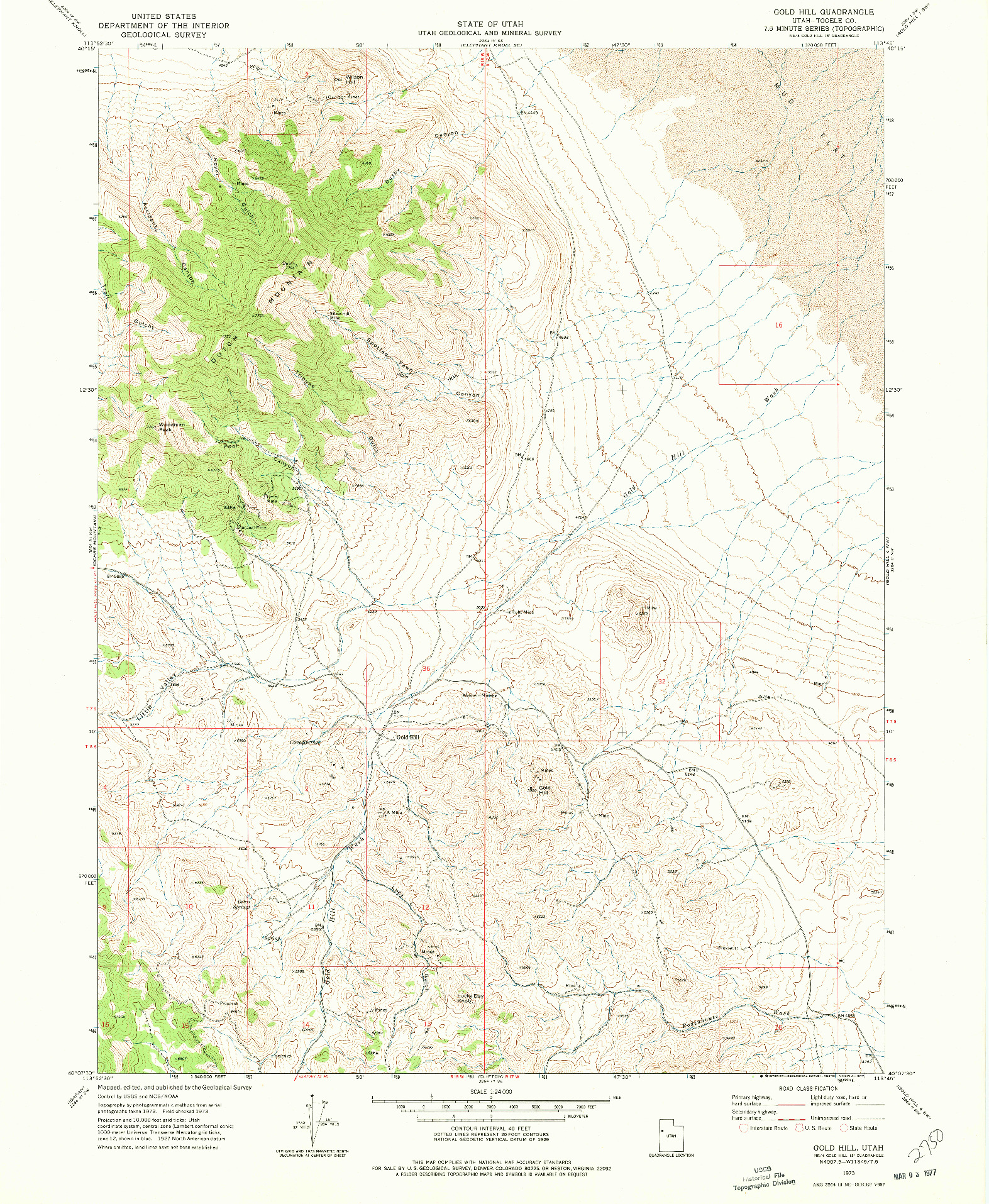 USGS 1:24000-SCALE QUADRANGLE FOR GOLD HILL, UT 1973