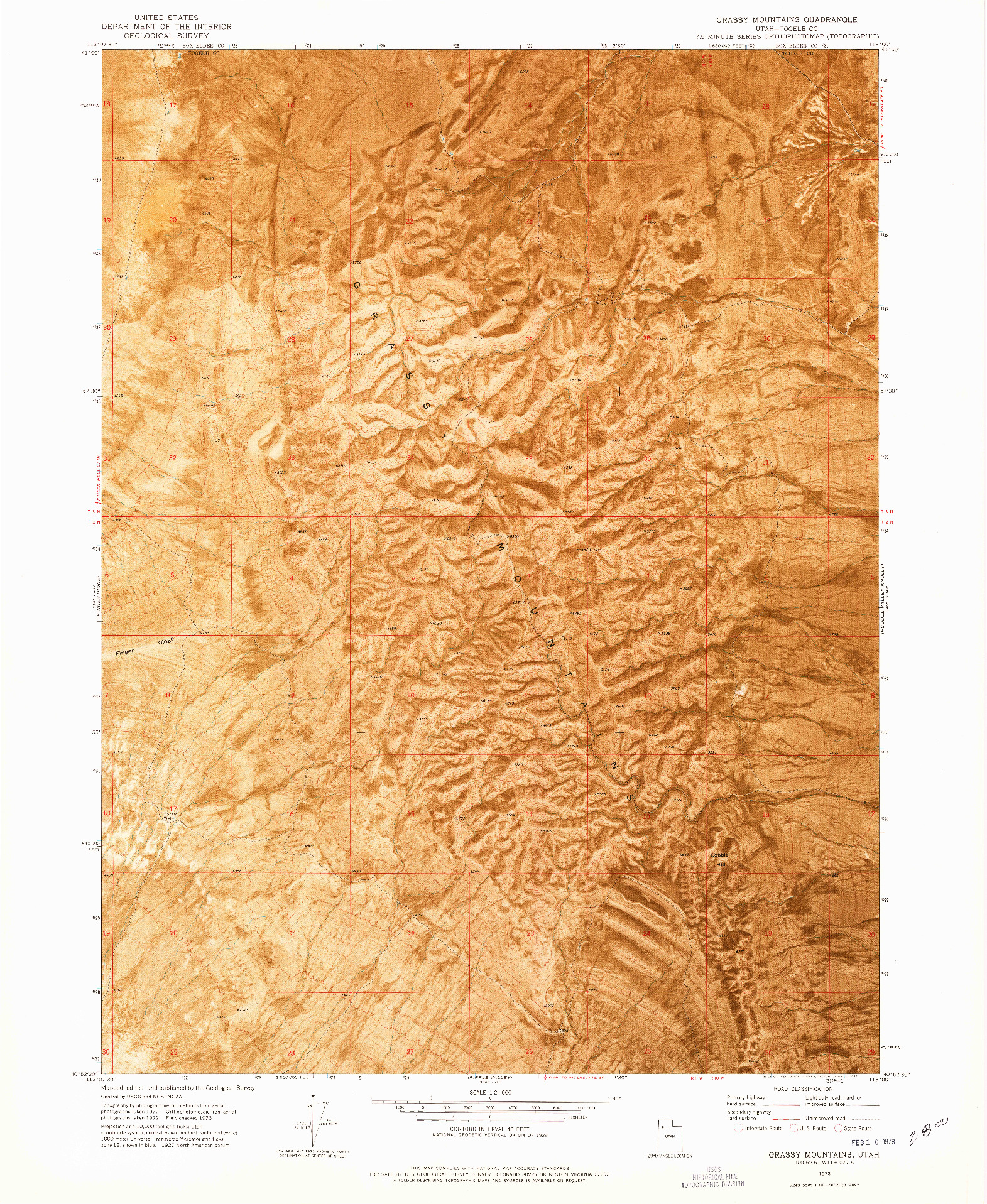 USGS 1:24000-SCALE QUADRANGLE FOR GRASSY MOUNTAINS, UT 1973