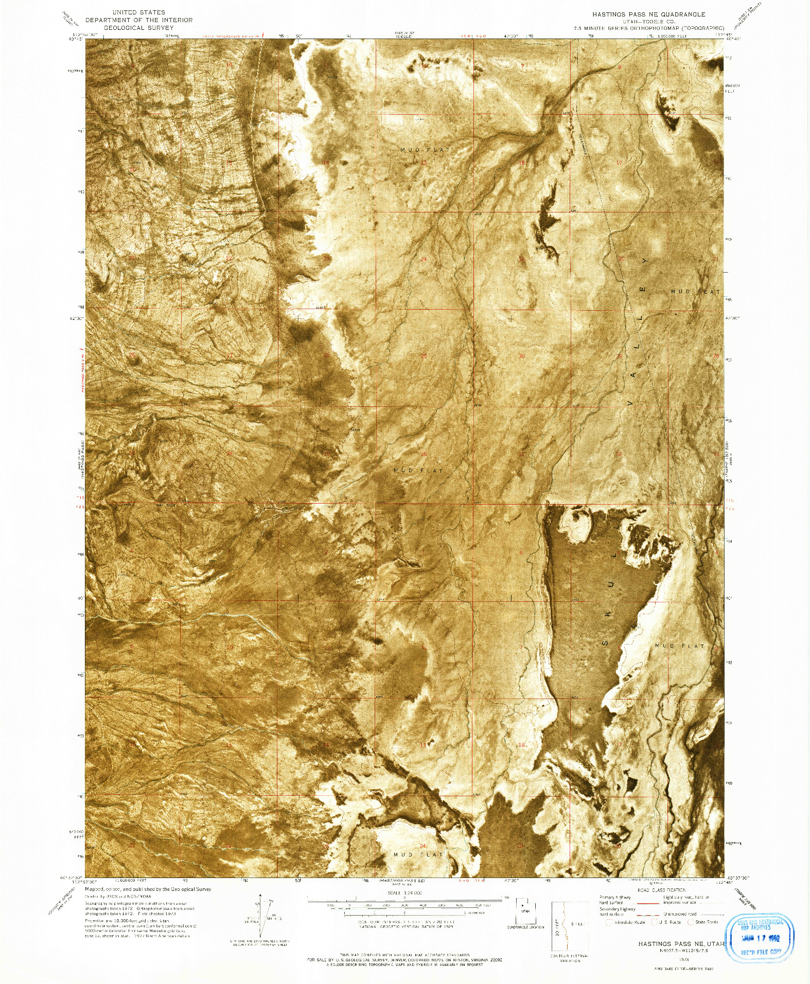 USGS 1:24000-SCALE QUADRANGLE FOR HASTINGS PASS NE, UT 1973