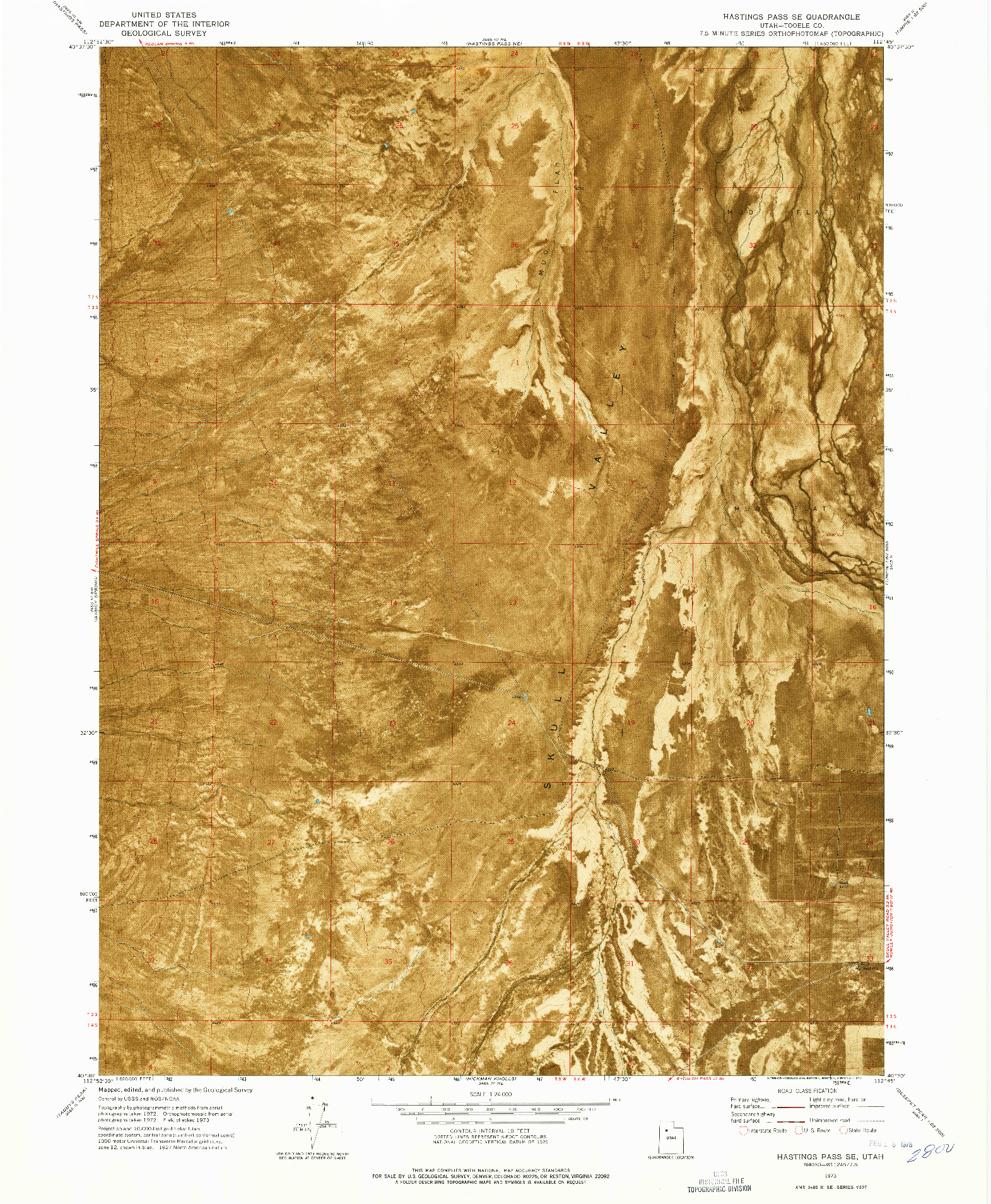 USGS 1:24000-SCALE QUADRANGLE FOR HASTINGS PASS SE, UT 1973