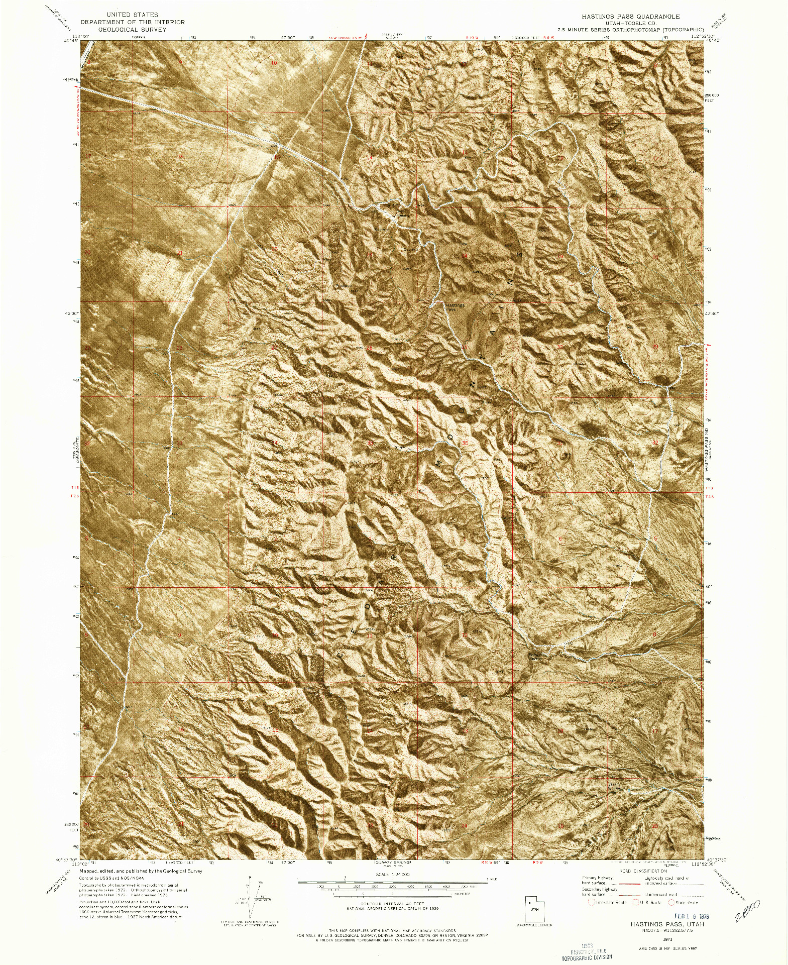 USGS 1:24000-SCALE QUADRANGLE FOR HASTINGS PASS, UT 1973