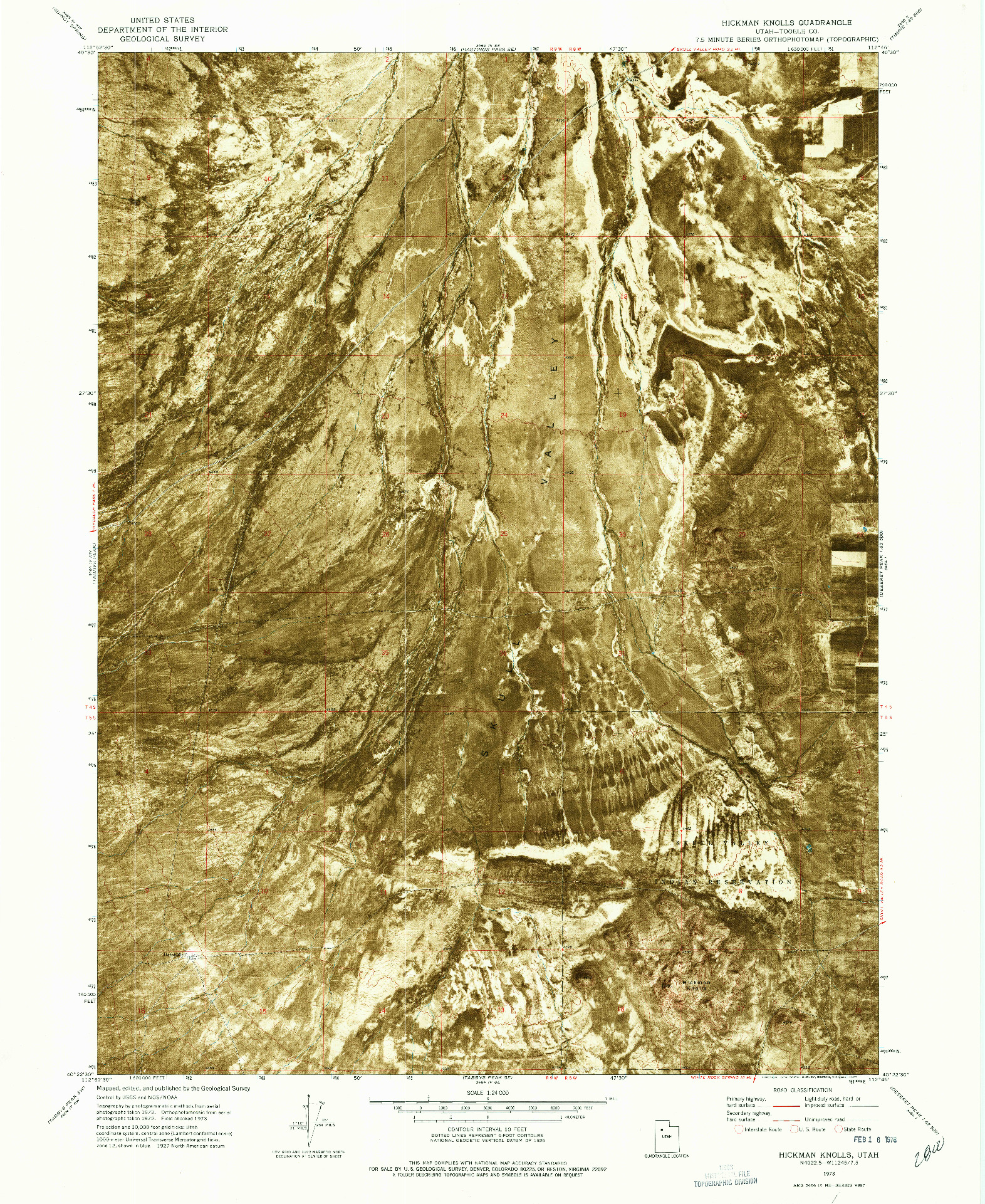 USGS 1:24000-SCALE QUADRANGLE FOR HICKMAN KNOLLS, UT 1973