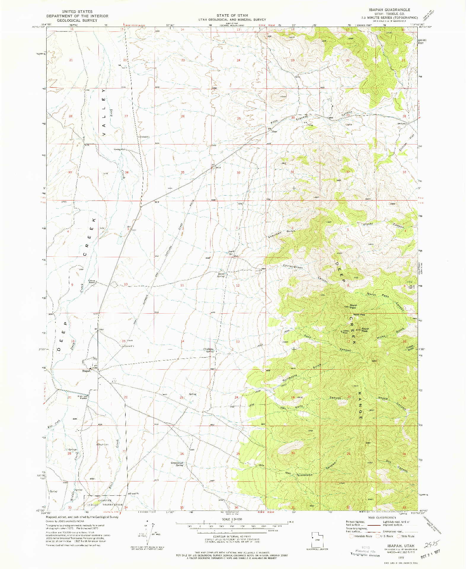 USGS 1:24000-SCALE QUADRANGLE FOR IBAPAH, UT 1973