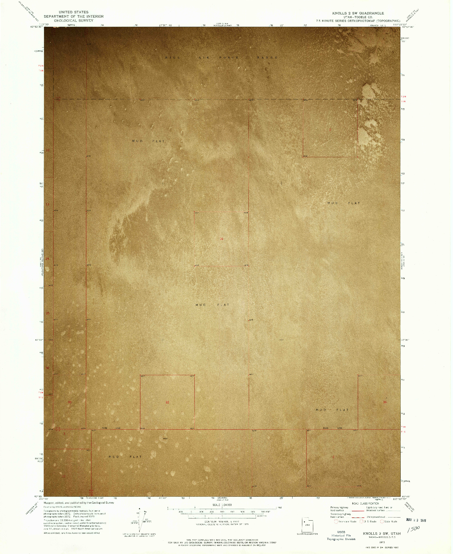 USGS 1:24000-SCALE QUADRANGLE FOR KNOLLS 2 SW, UT 1973