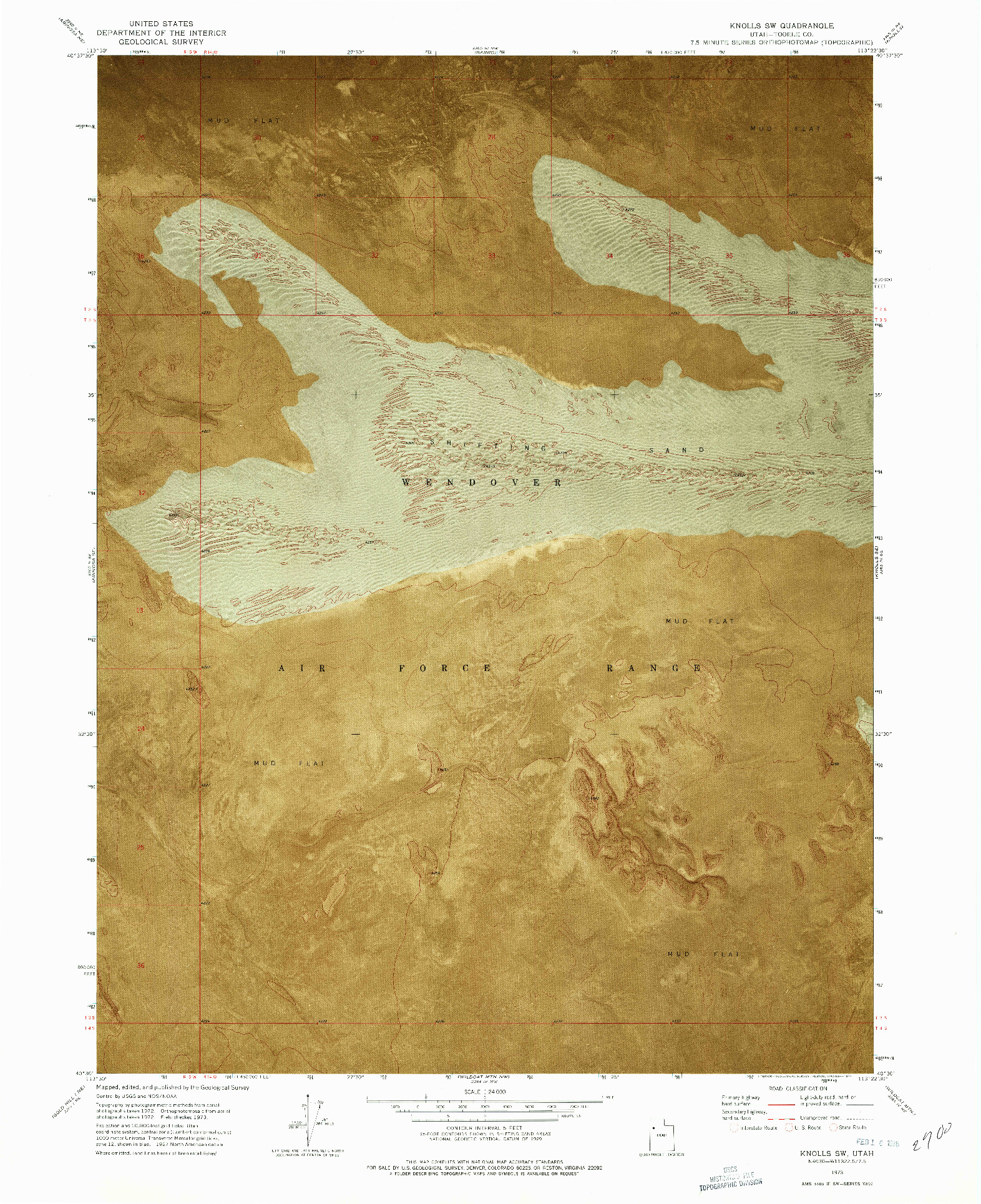 USGS 1:24000-SCALE QUADRANGLE FOR KNOLLS SW, UT 1973