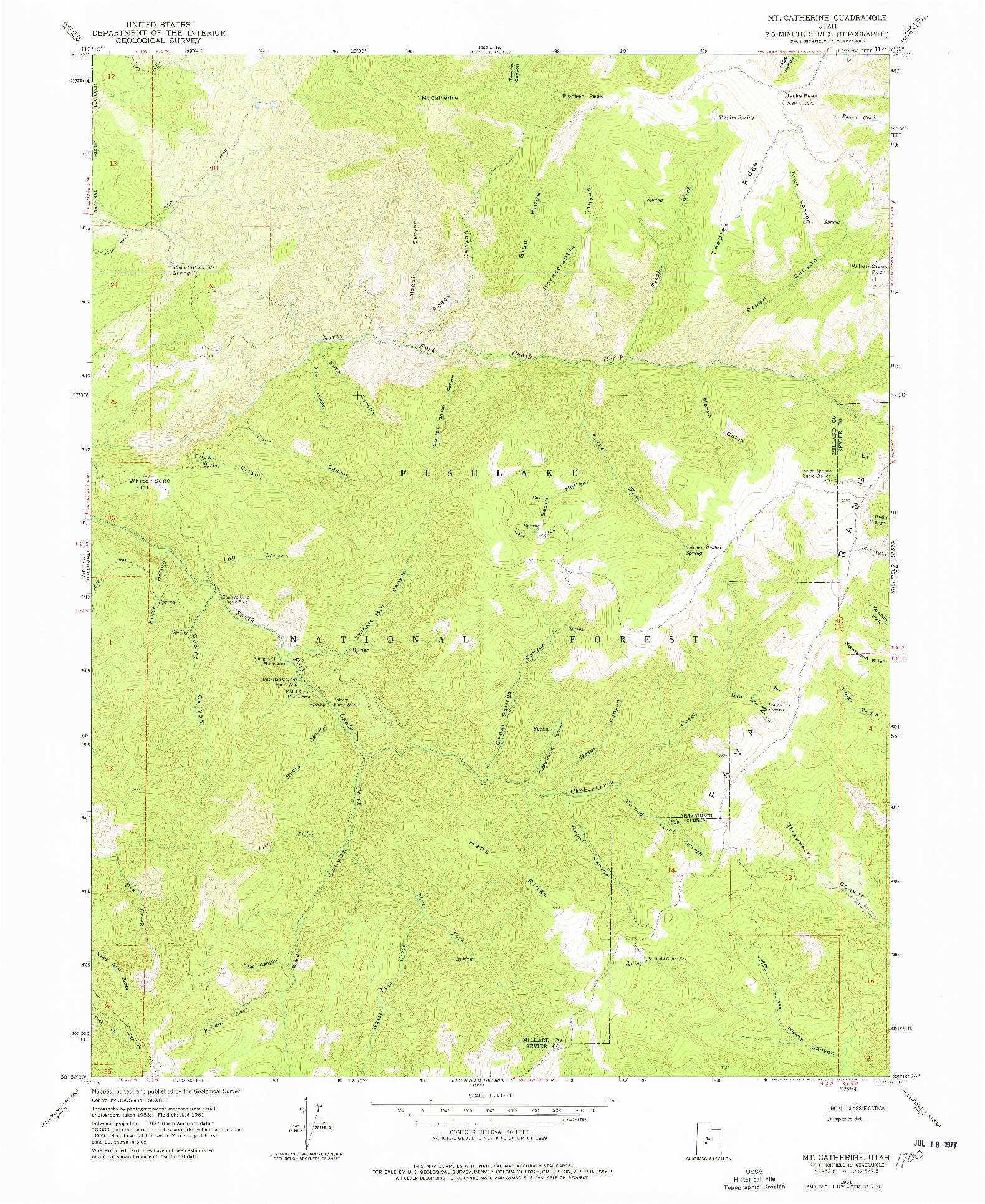 USGS 1:24000-SCALE QUADRANGLE FOR MT. CATHERINE, UT 1961