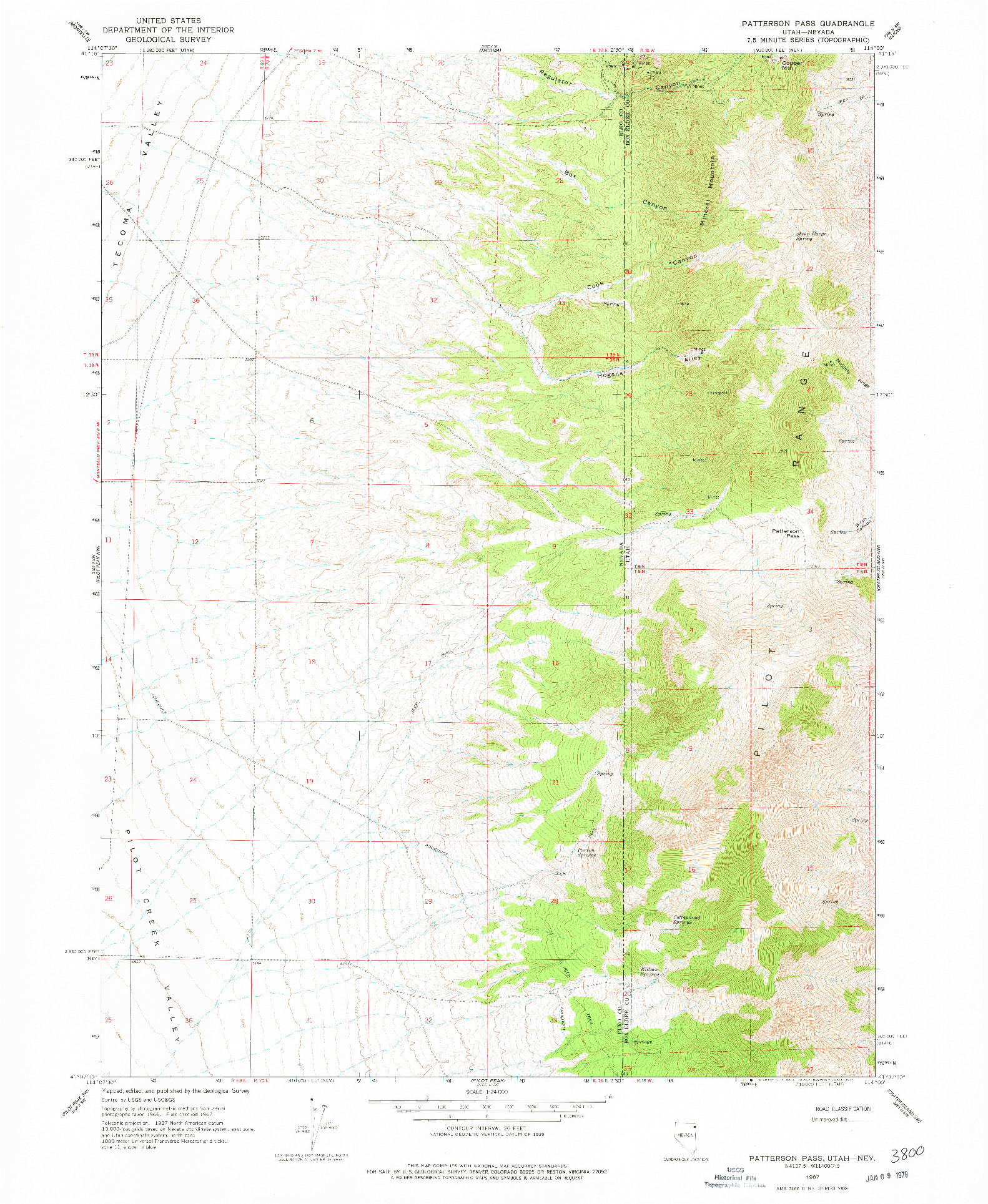 USGS 1:24000-SCALE QUADRANGLE FOR PATTERSON PASS, UT 1967