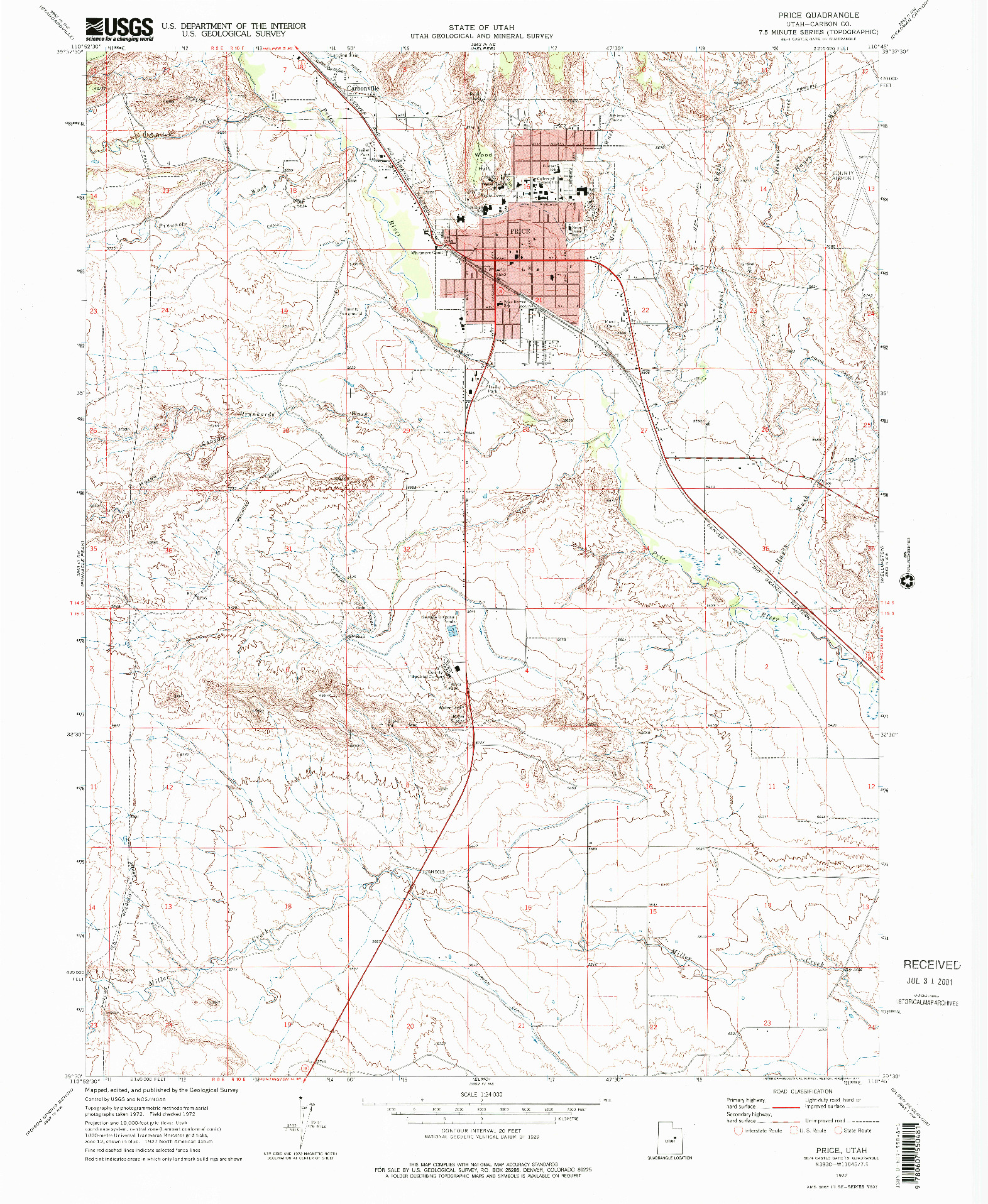 USGS 1:24000-SCALE QUADRANGLE FOR PRICE, UT 1972