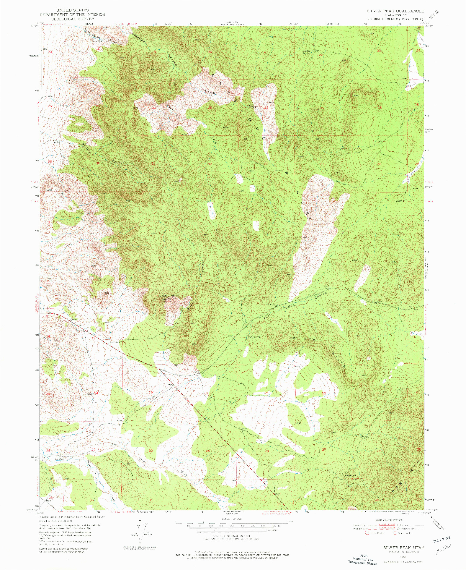 USGS 1:24000-SCALE QUADRANGLE FOR SILVER PEAK, UT 1950