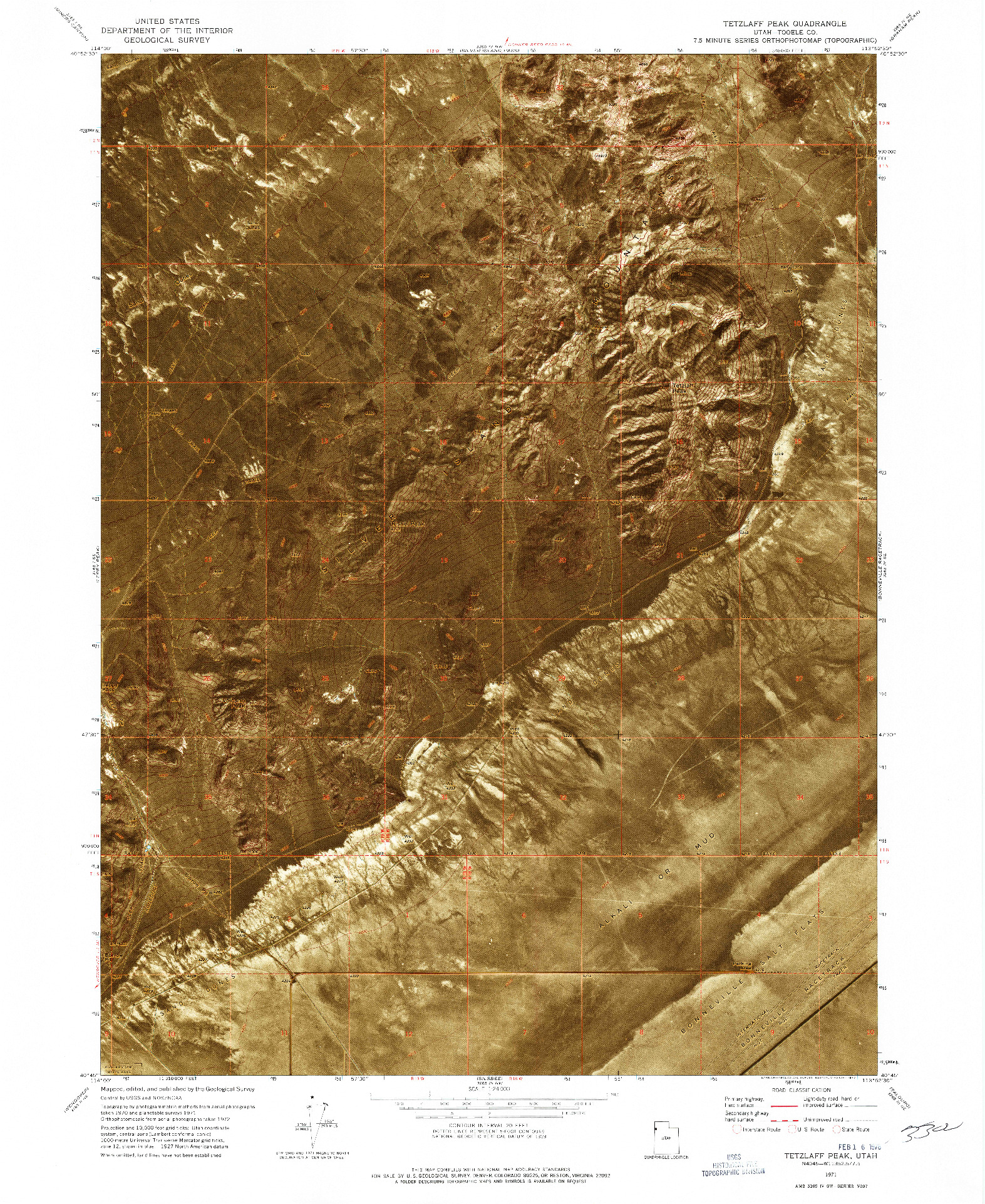 USGS 1:24000-SCALE QUADRANGLE FOR TETZLAFF PEAK, UT 1971