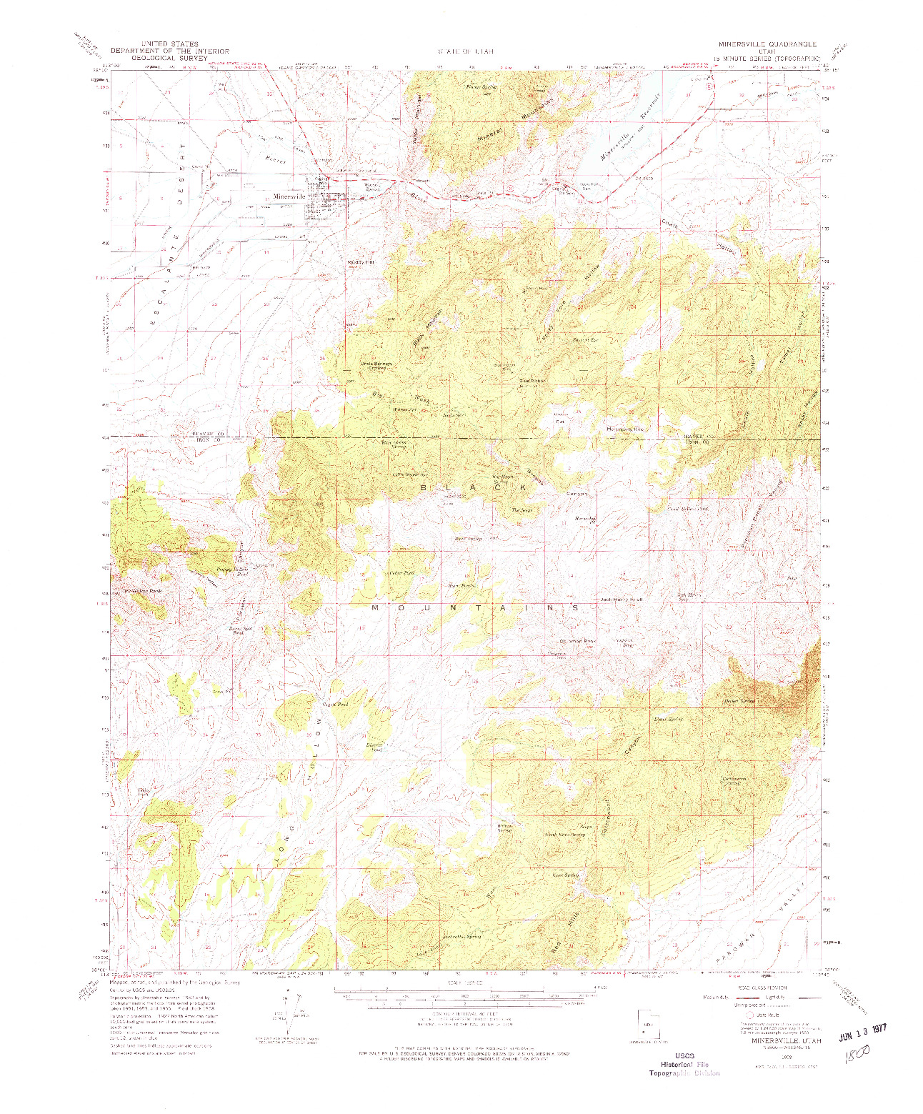 USGS 1:62500-SCALE QUADRANGLE FOR MINERSVILLE, UT 1958