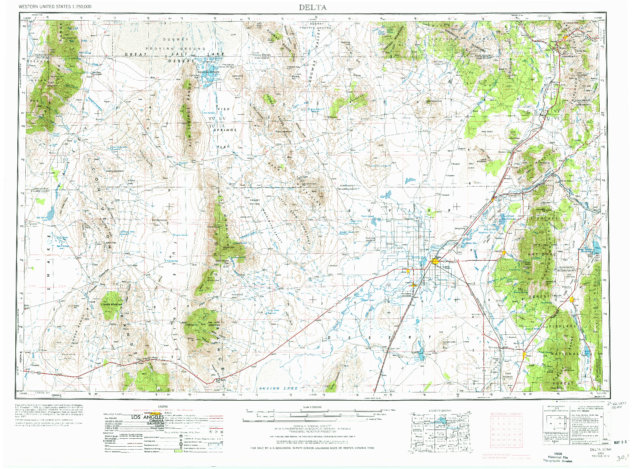 USGS 1:250000-SCALE QUADRANGLE FOR DELTA, UT 1953