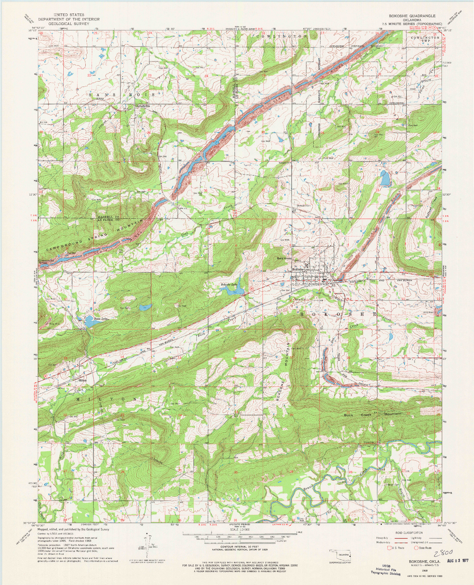 USGS 1:24000-SCALE QUADRANGLE FOR BOKOSHE, OK 1968