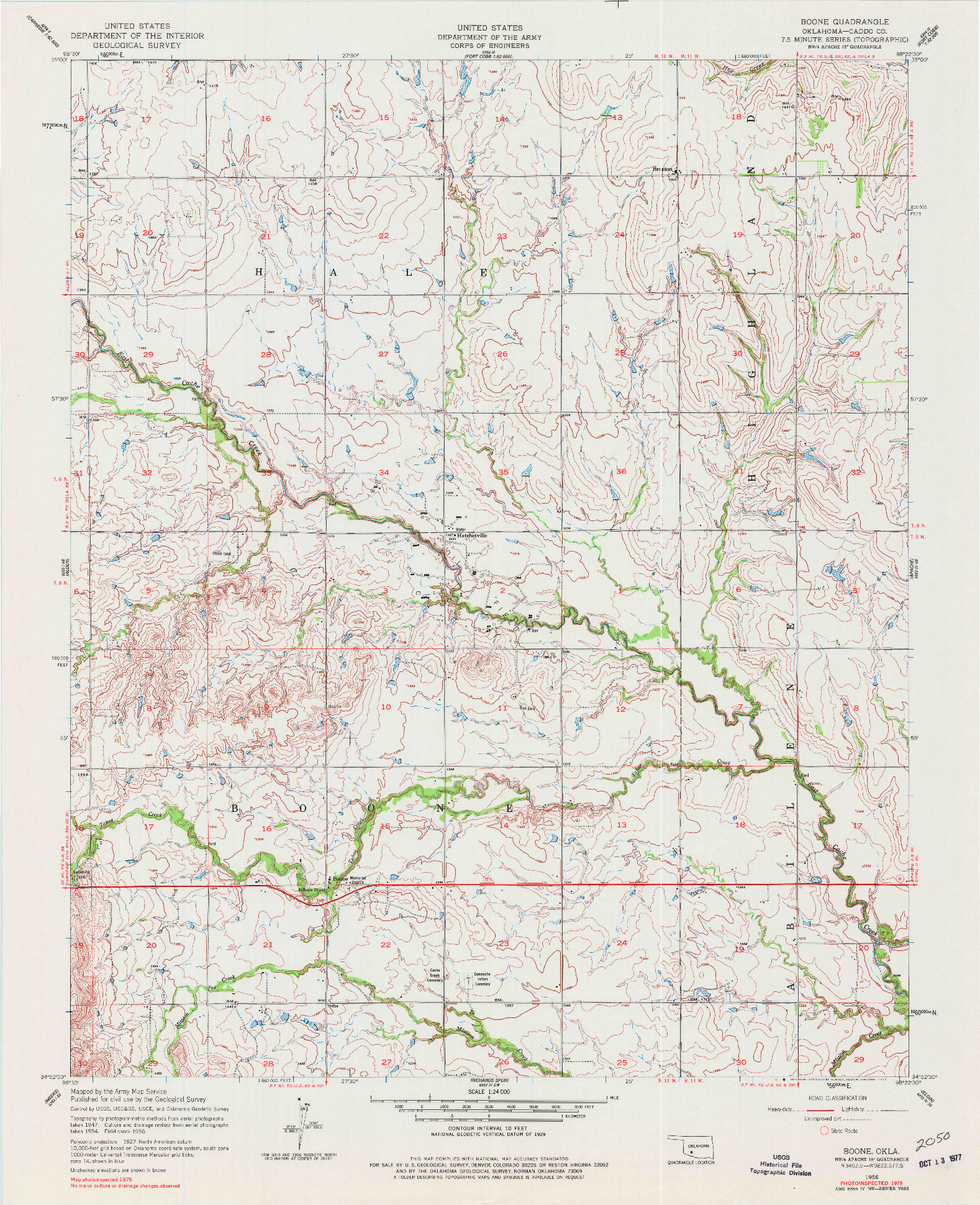 USGS 1:24000-SCALE QUADRANGLE FOR BOONE, OK 1956