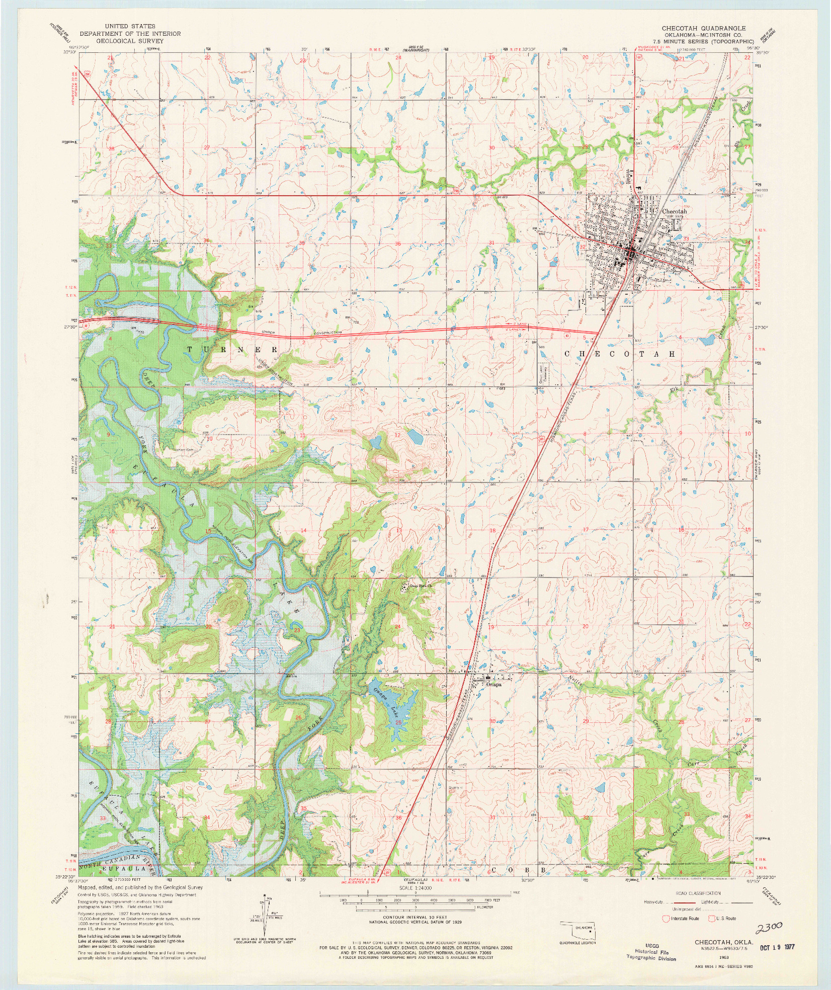 USGS 1:24000-SCALE QUADRANGLE FOR CHECOTAH, OK 1963