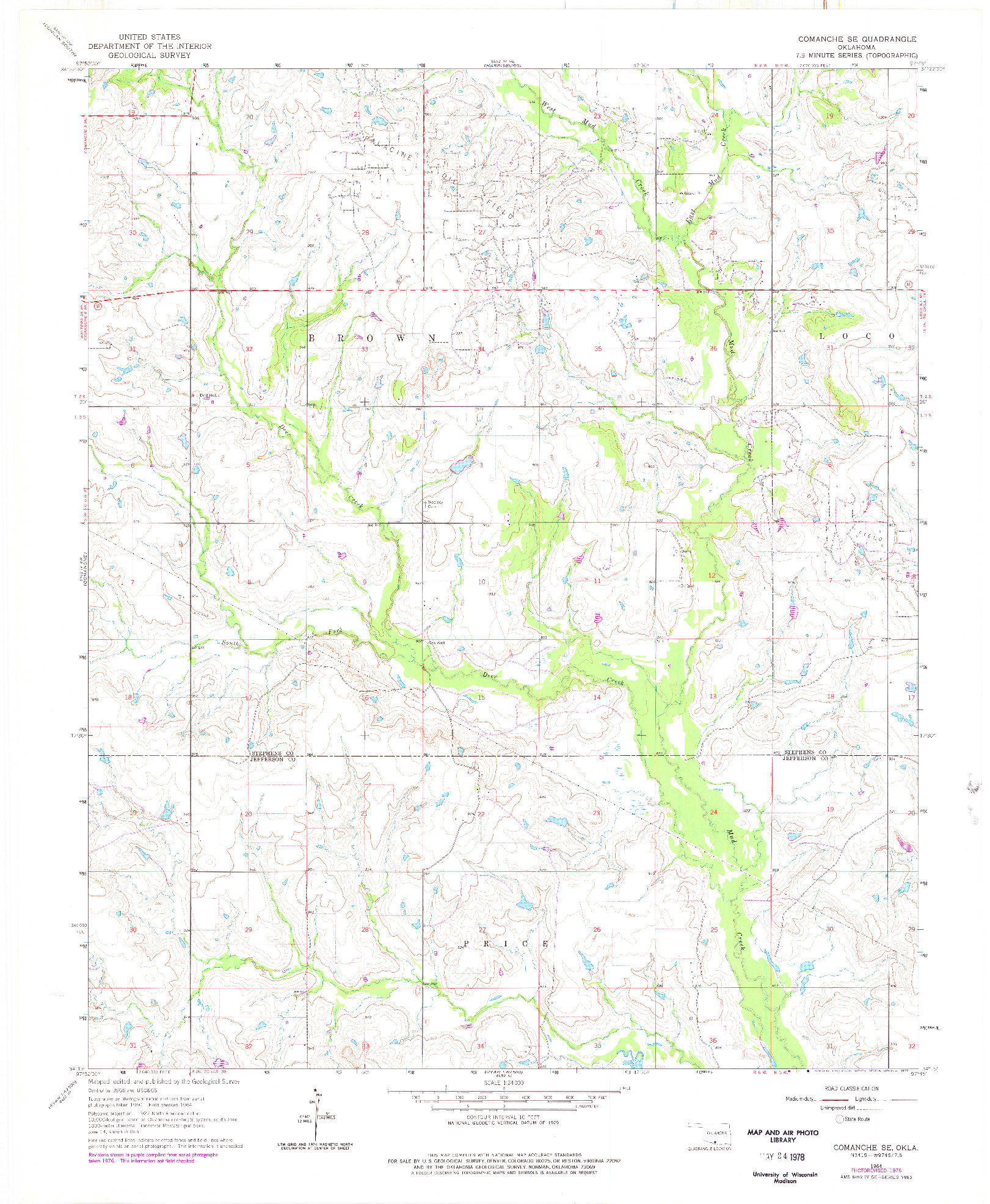 USGS 1:24000-SCALE QUADRANGLE FOR COMANCHE SE, OK 1964