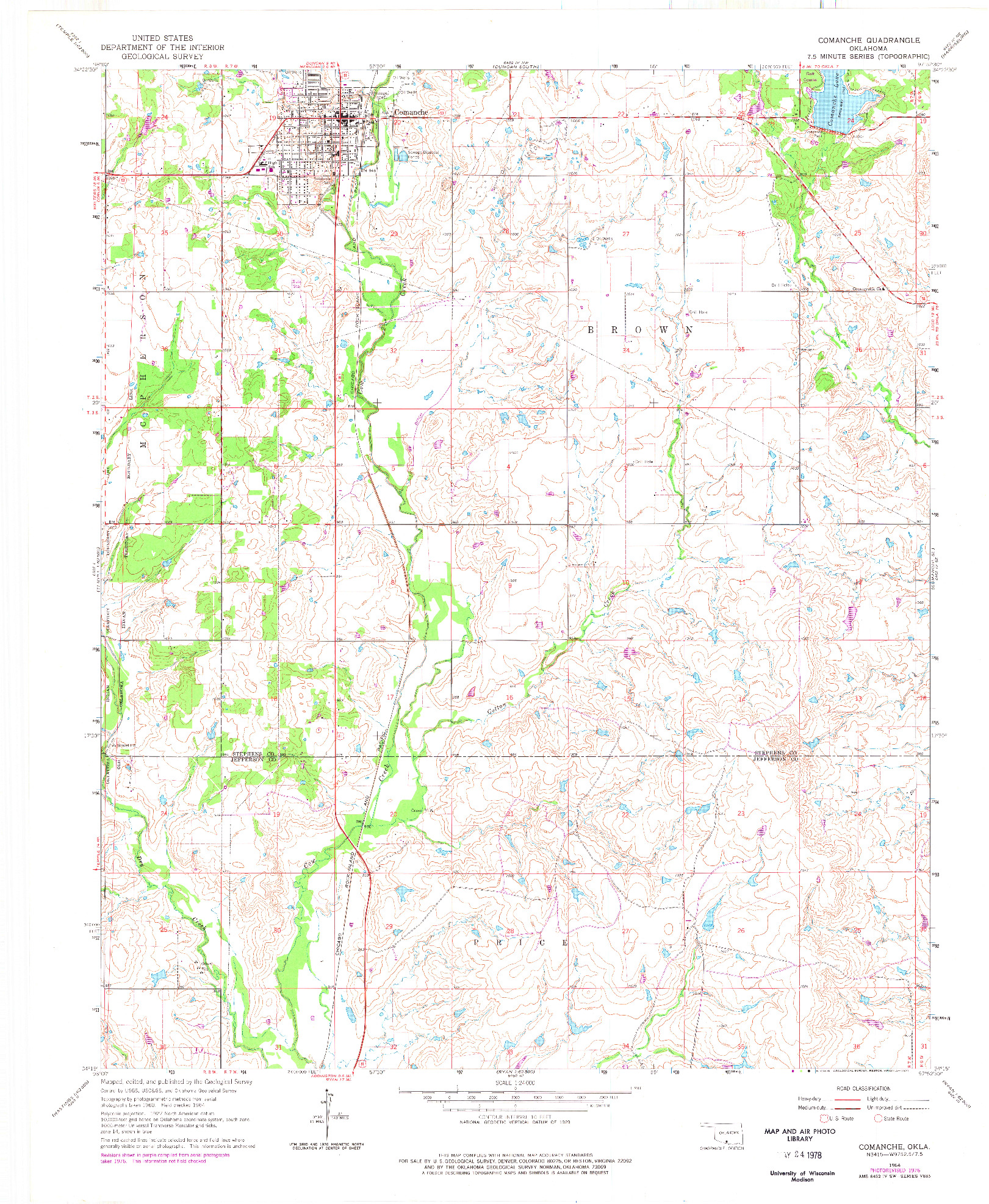 USGS 1:24000-SCALE QUADRANGLE FOR COMANCHE, OK 1964