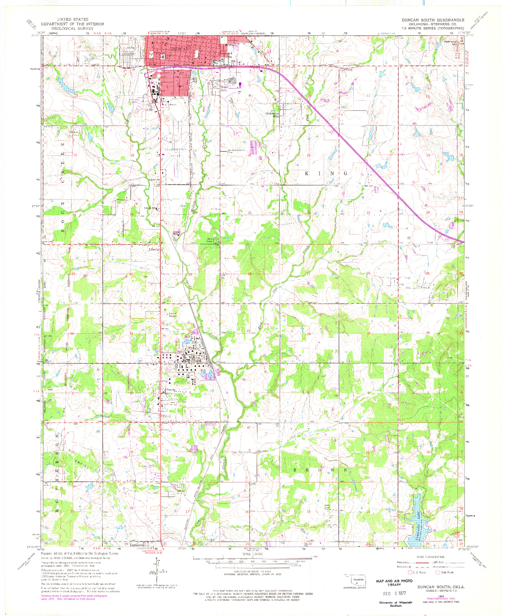 USGS 1:24000-SCALE QUADRANGLE FOR DUNCAN SOUTH, OK 1964