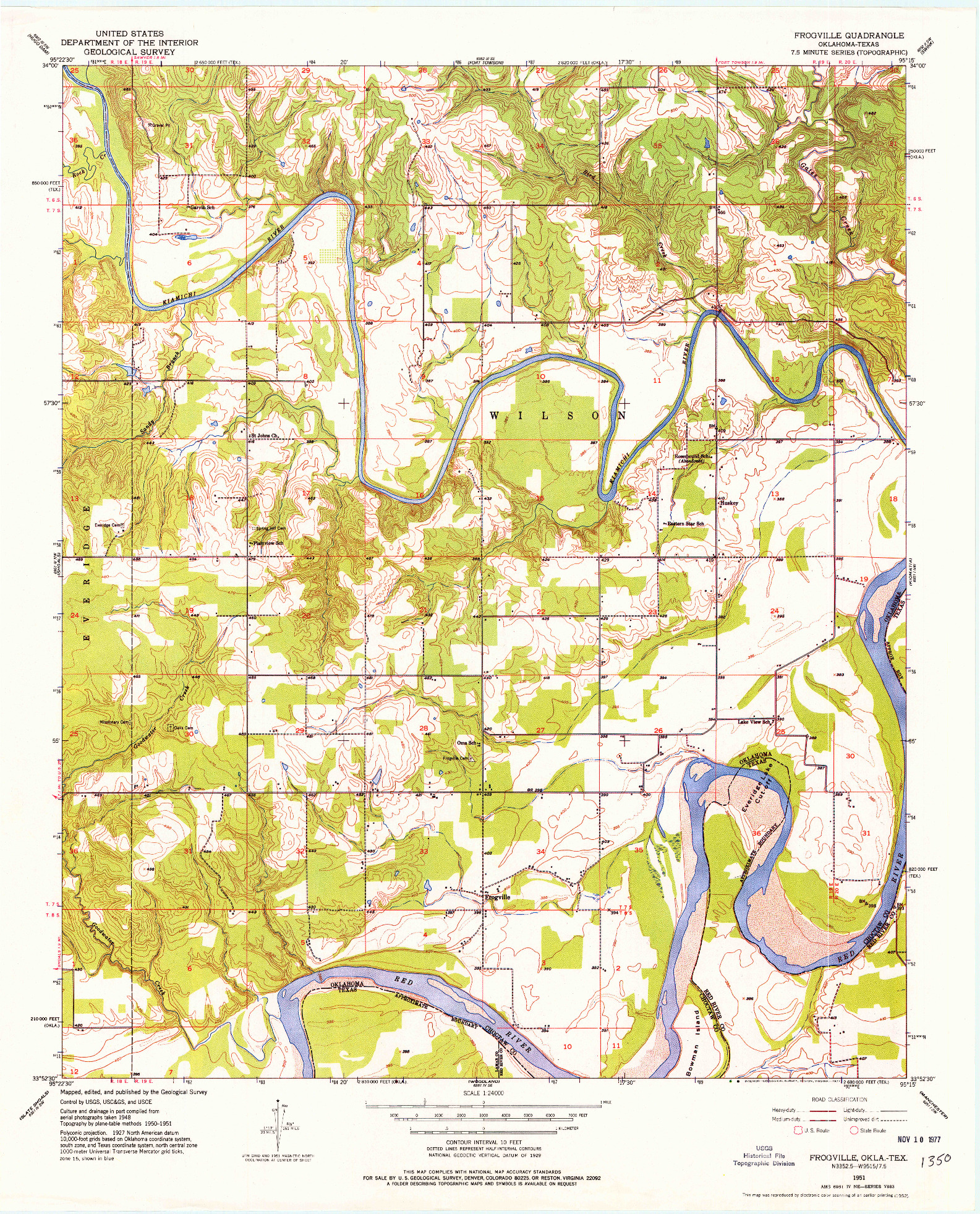 USGS 1:24000-SCALE QUADRANGLE FOR FROGVILLE, OK 1951