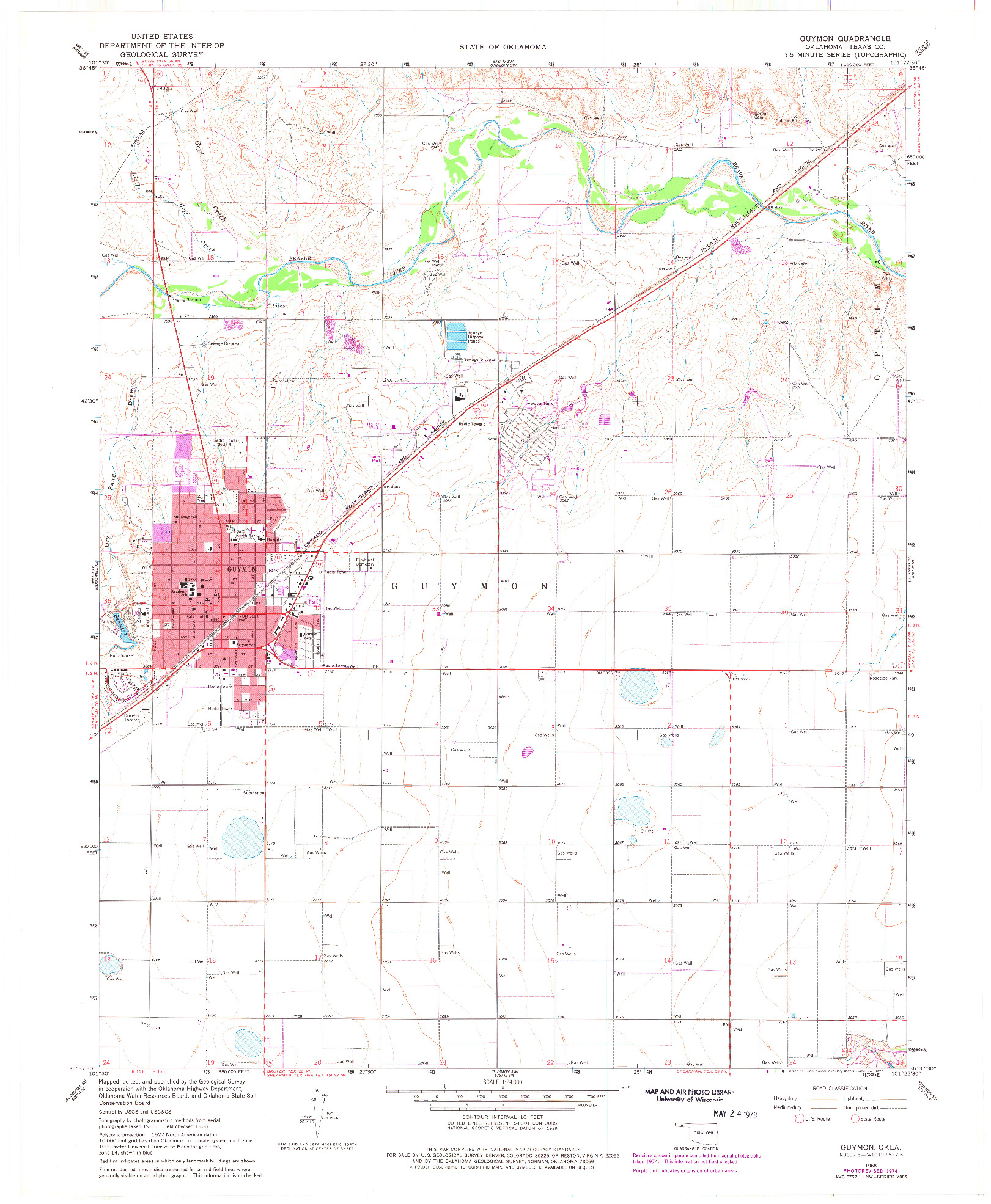 USGS 1:24000-SCALE QUADRANGLE FOR GUYMON, OK 1968