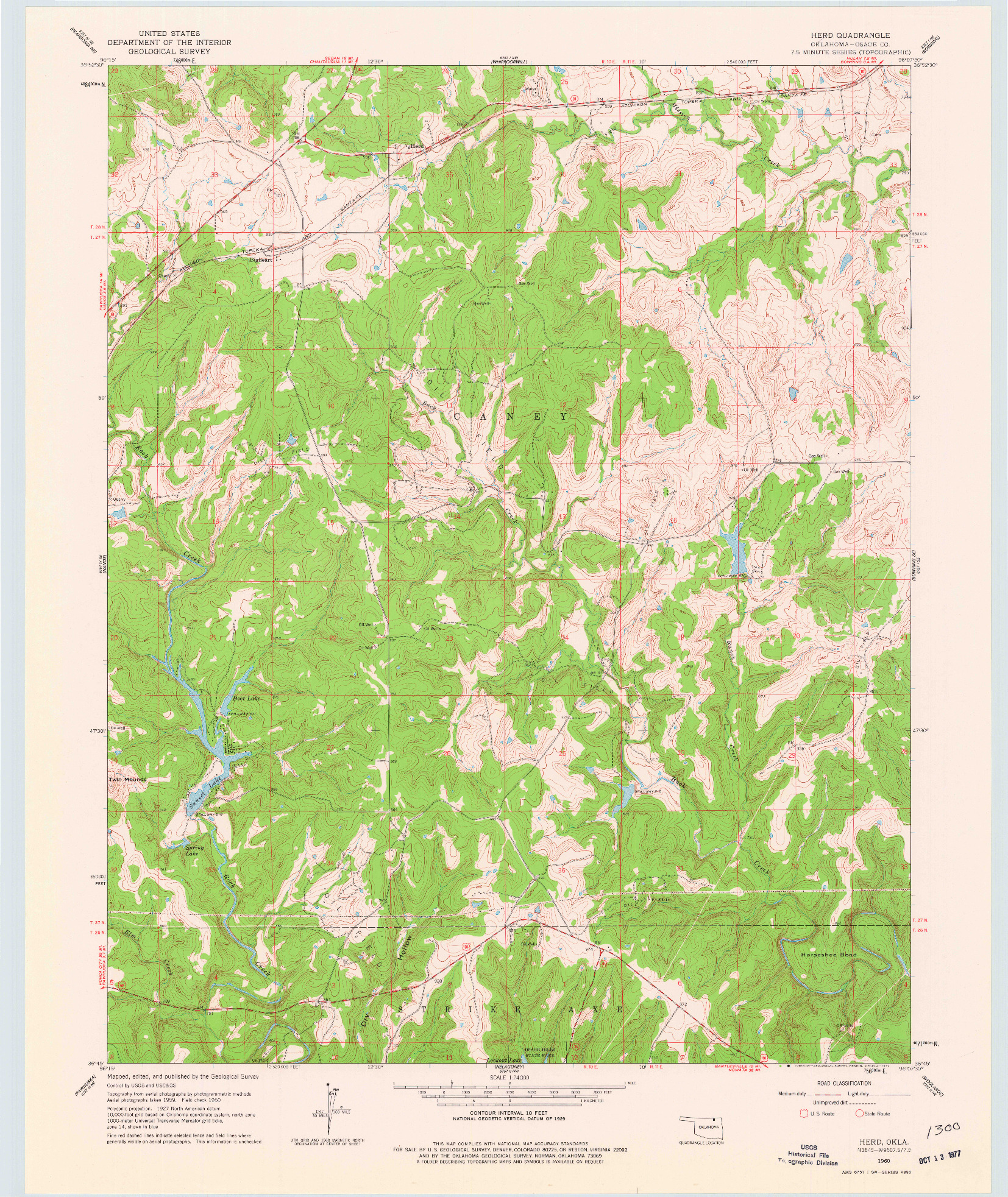 USGS 1:24000-SCALE QUADRANGLE FOR HERD, OK 1960