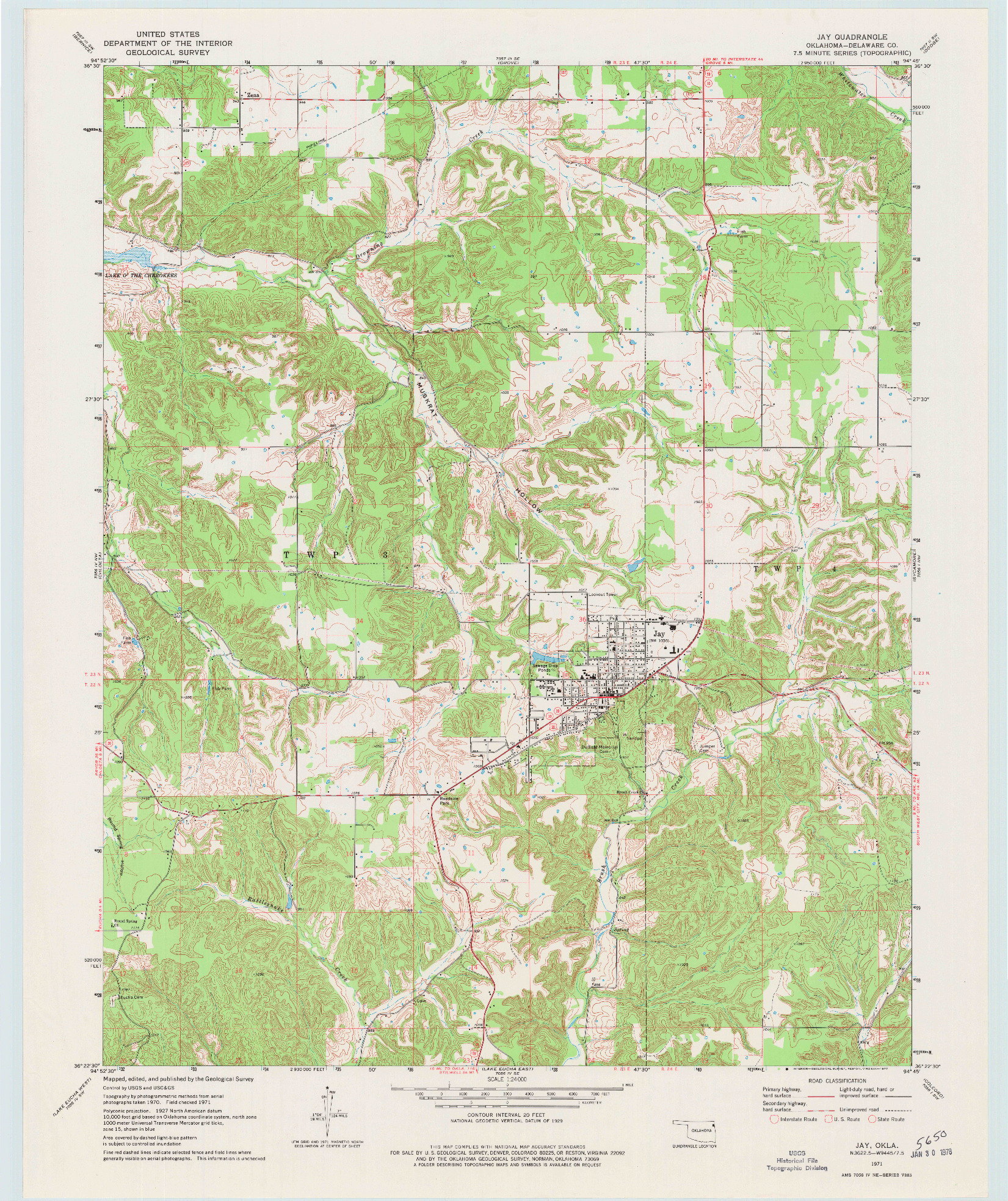 USGS 1:24000-SCALE QUADRANGLE FOR JAY, OK 1971