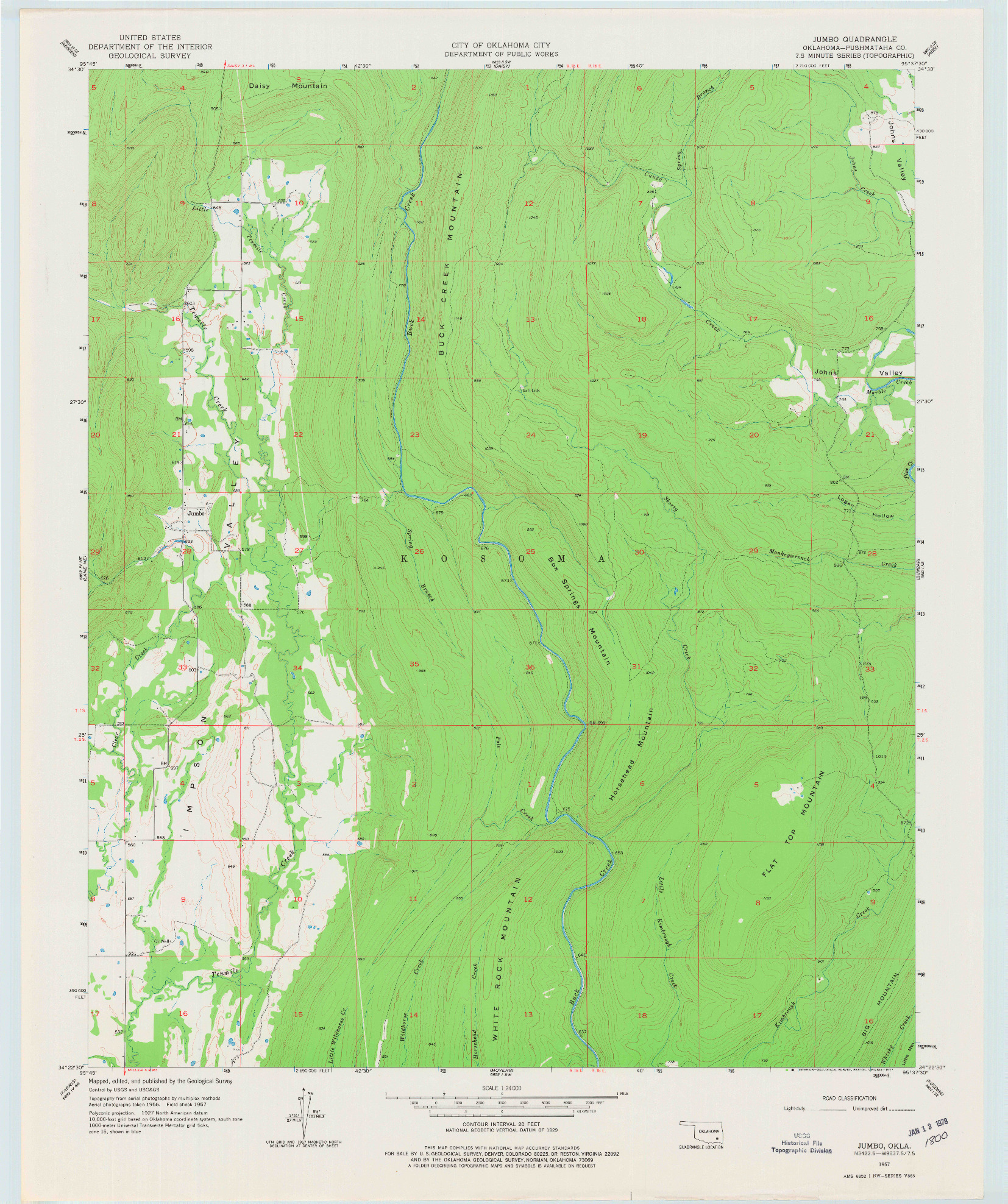 USGS 1:24000-SCALE QUADRANGLE FOR JUMBO, OK 1957