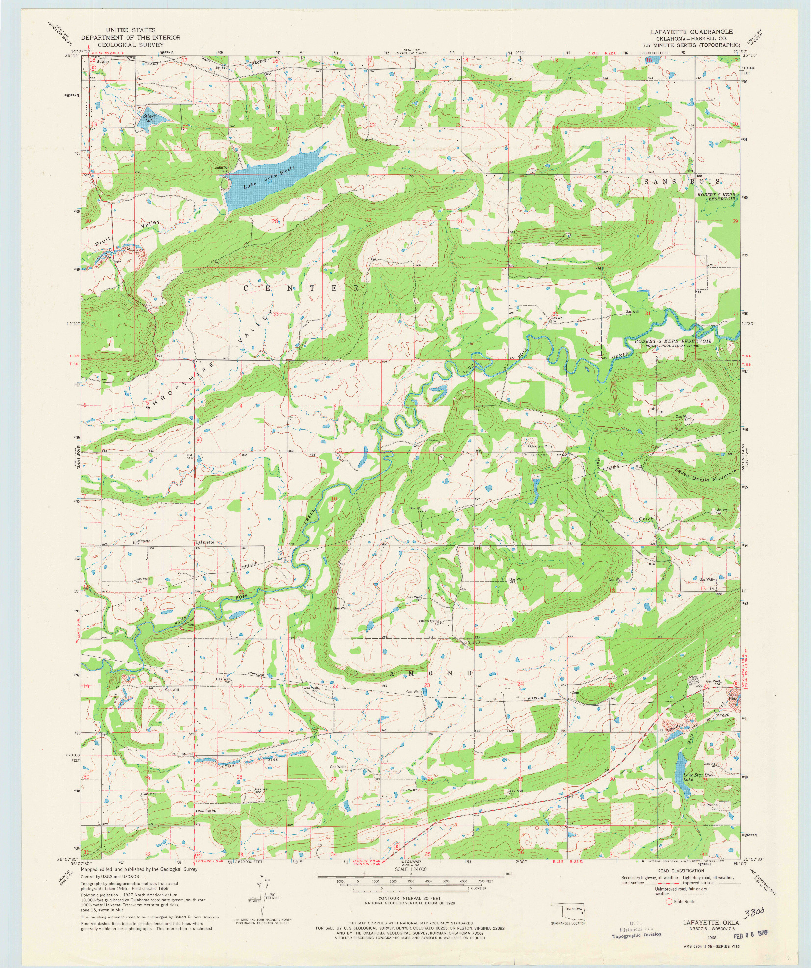 USGS 1:24000-SCALE QUADRANGLE FOR LAFAYETTE, OK 1968