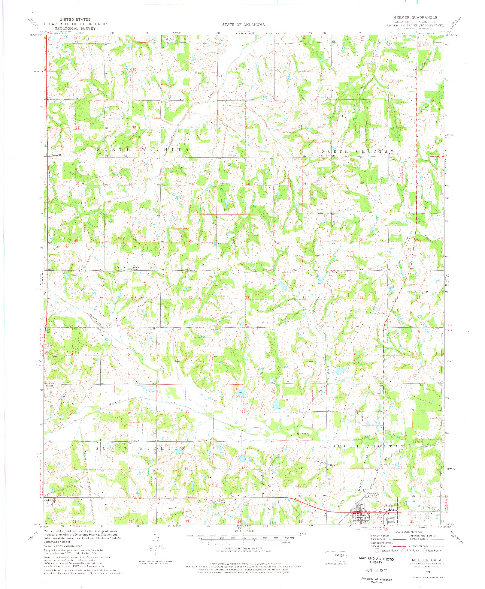 USGS 1:24000-SCALE QUADRANGLE FOR MEEKER, OK 1974