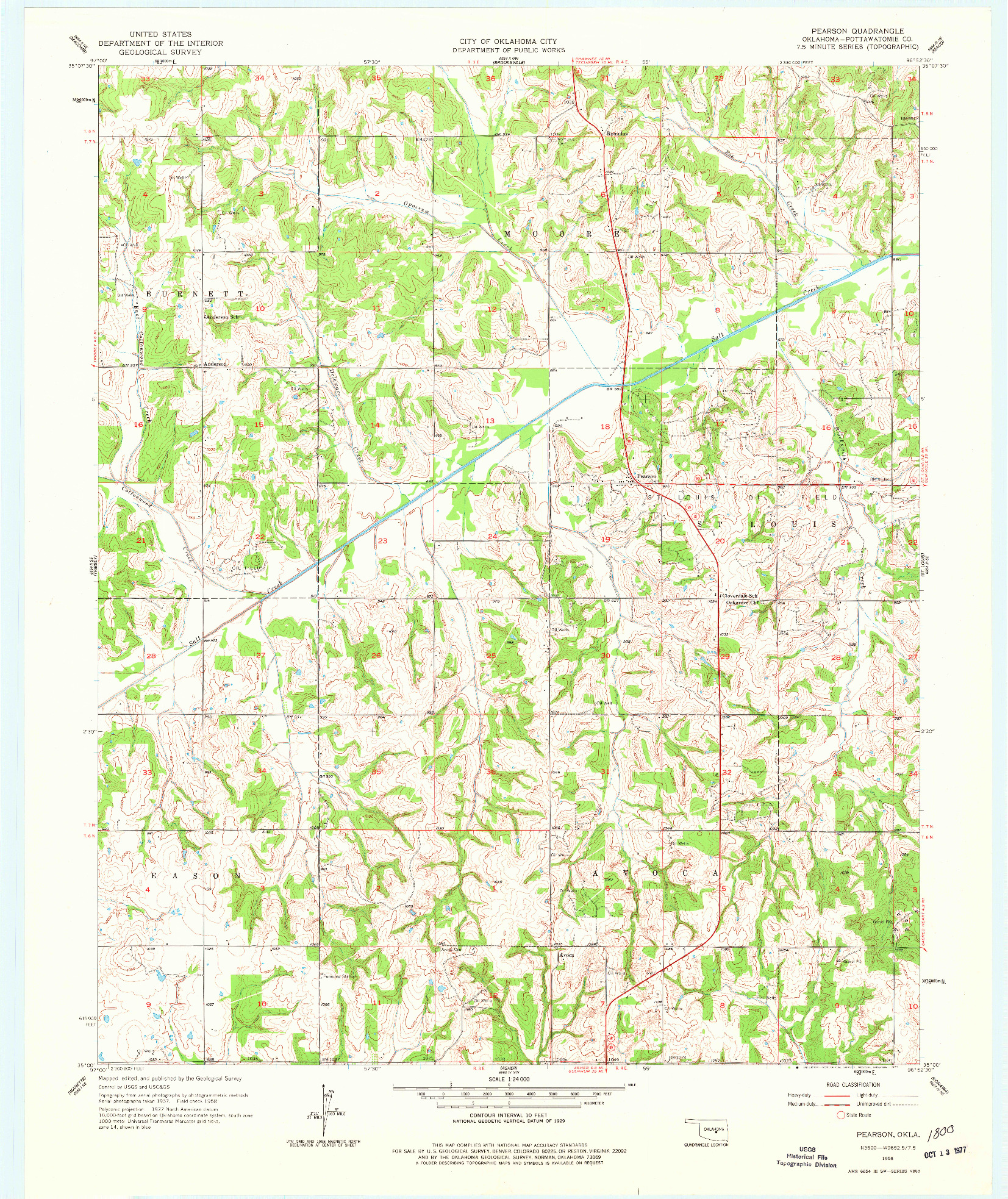 USGS 1:24000-SCALE QUADRANGLE FOR PEARSON, OK 1958